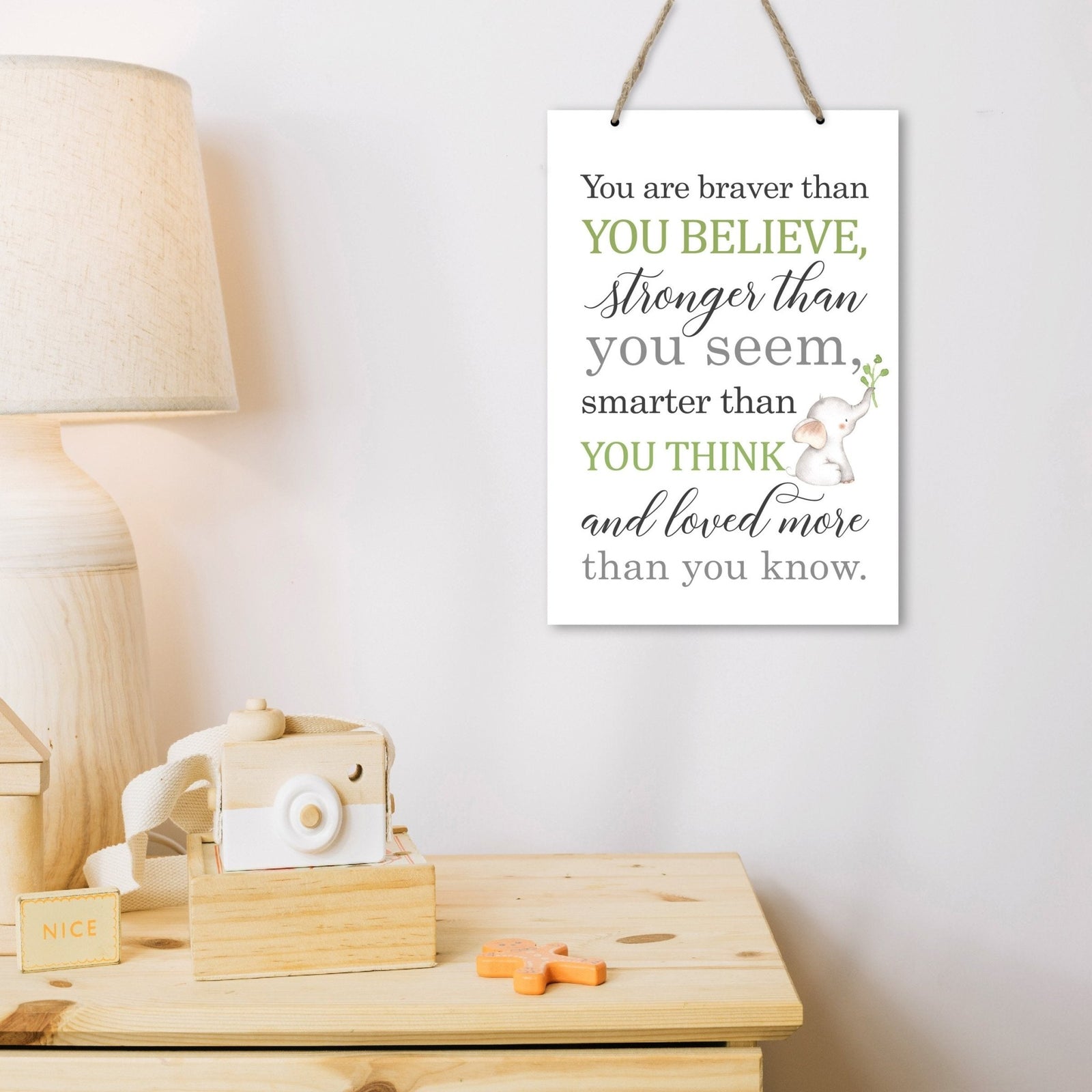 Inspirational Nursery Rope Signs for Boys and Girls - Braver Than - LifeSong Milestones