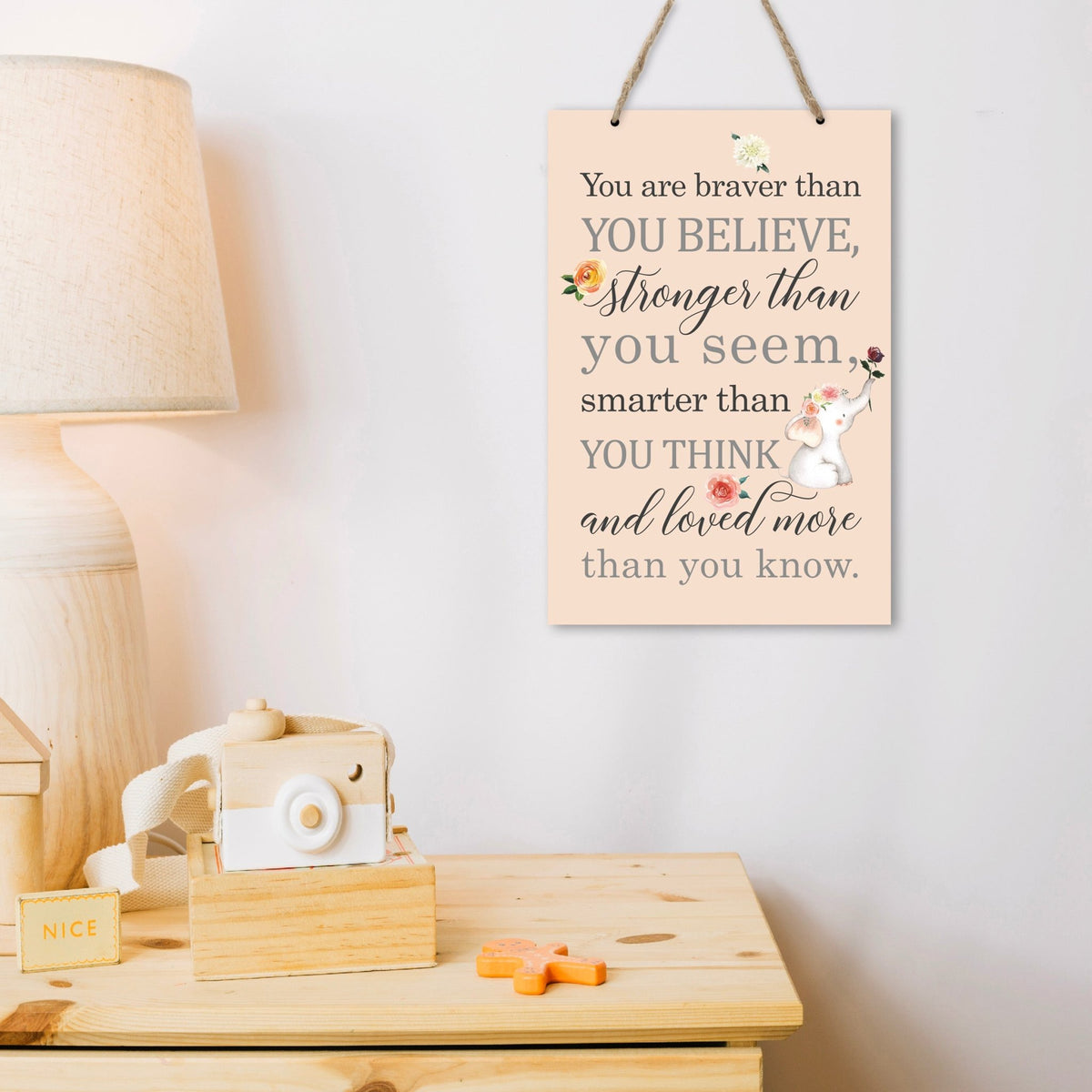 Inspirational Nursery Rope Signs for Boys and Girls - Braver Than - LifeSong Milestones