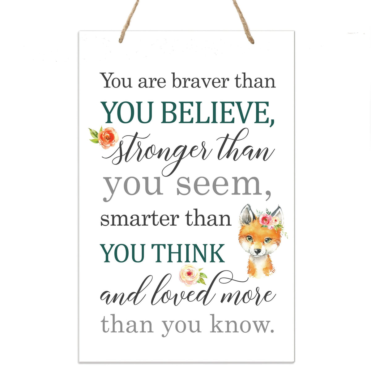 Inspirational Nursery Rope Signs for Boys and Girls - Braver Than - LifeSong Milestones