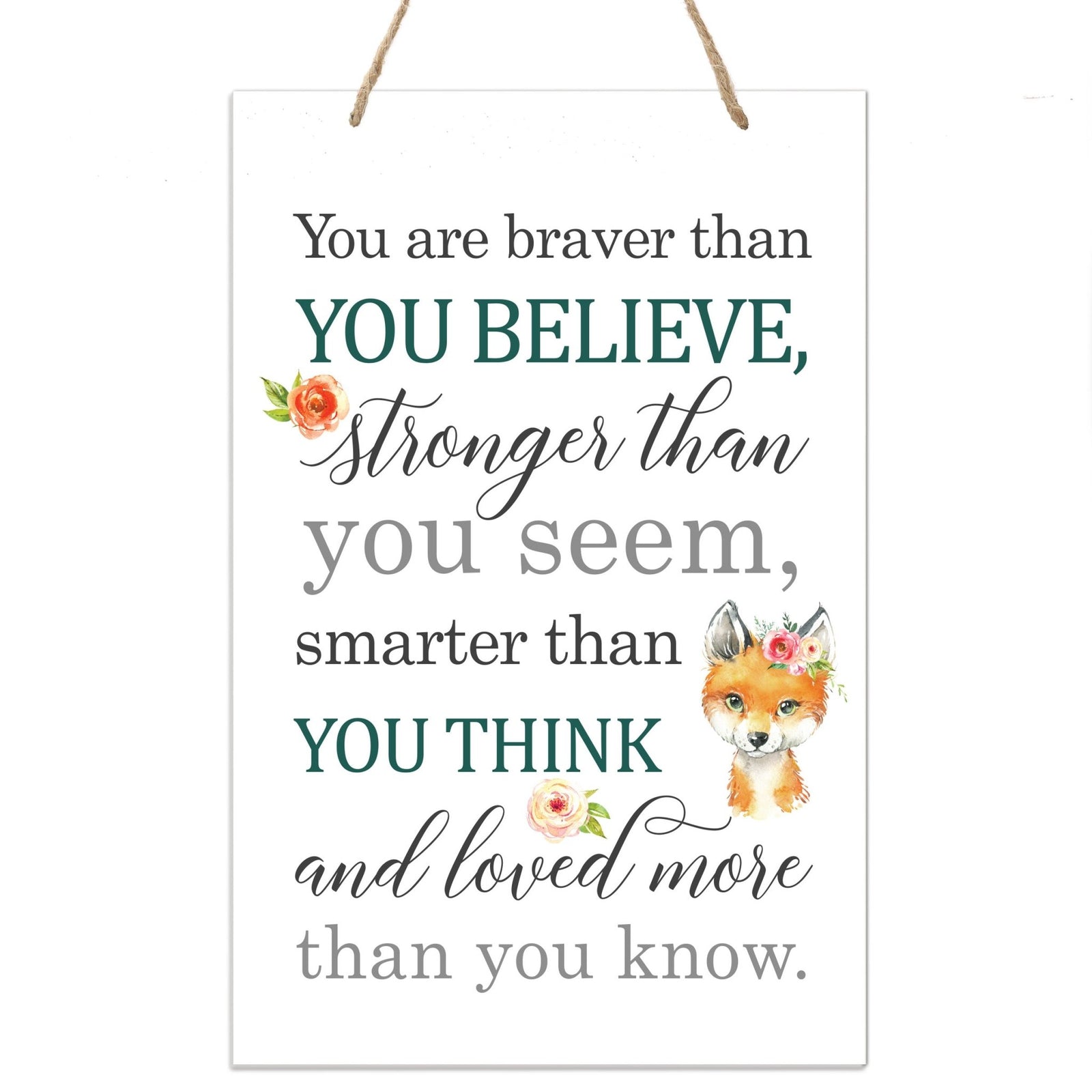 Inspirational Nursery Rope Signs for Boys and Girls - Braver Than - LifeSong Milestones