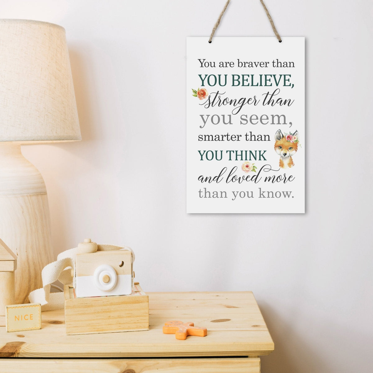 Inspirational Nursery Rope Signs for Boys and Girls - Braver Than - LifeSong Milestones
