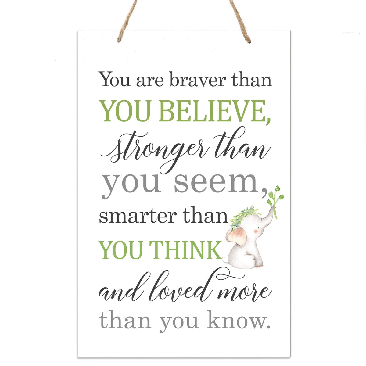 Inspirational Nursery Rope Signs for Boys and Girls - Braver Than - LifeSong Milestones