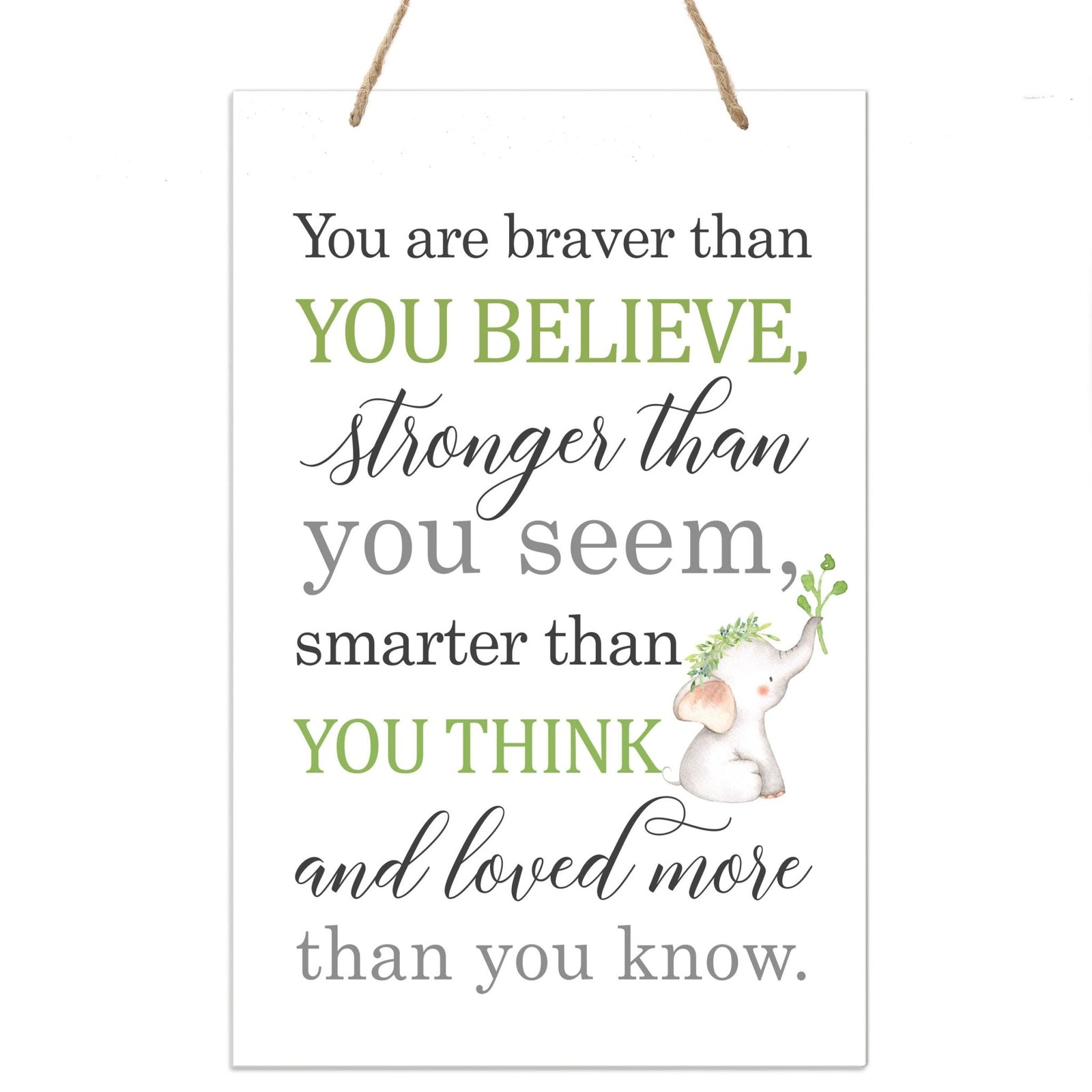Inspirational Nursery Rope Signs for Boys and Girls - Braver Than - LifeSong Milestones