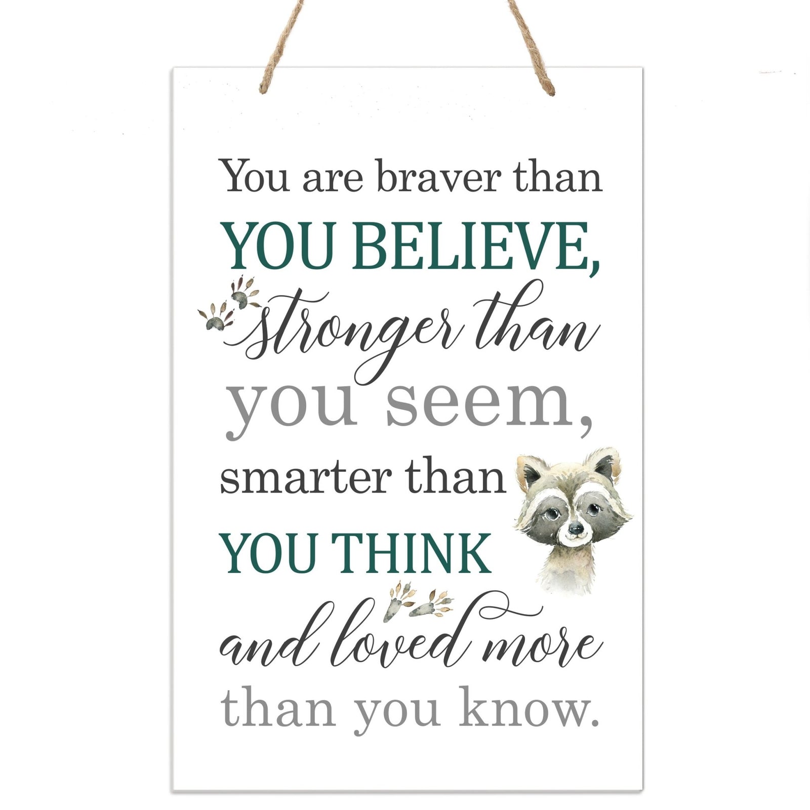 Inspirational Nursery Rope Signs for Boys and Girls - Braver Than - LifeSong Milestones