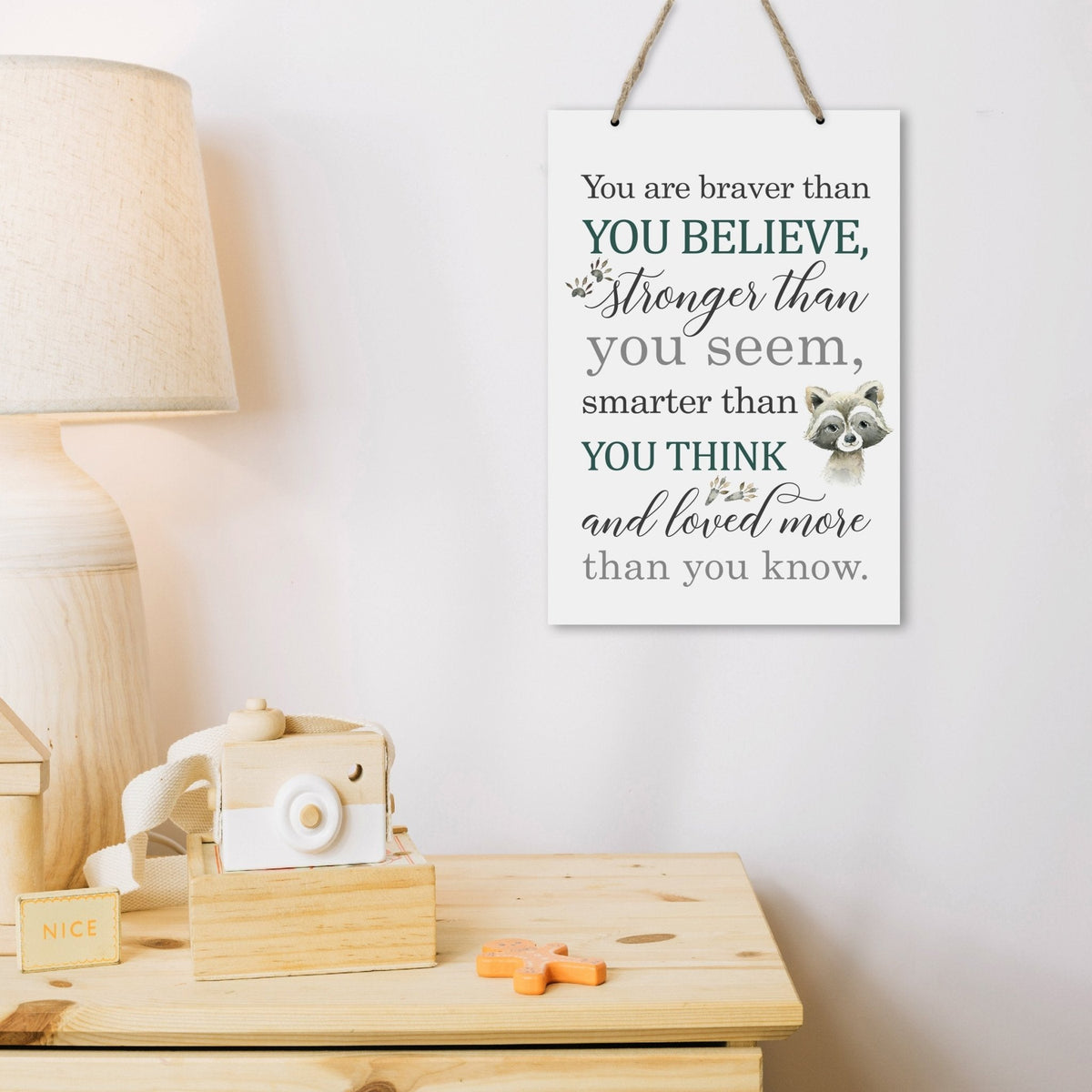 Inspirational Nursery Rope Signs for Boys and Girls - Braver Than - LifeSong Milestones