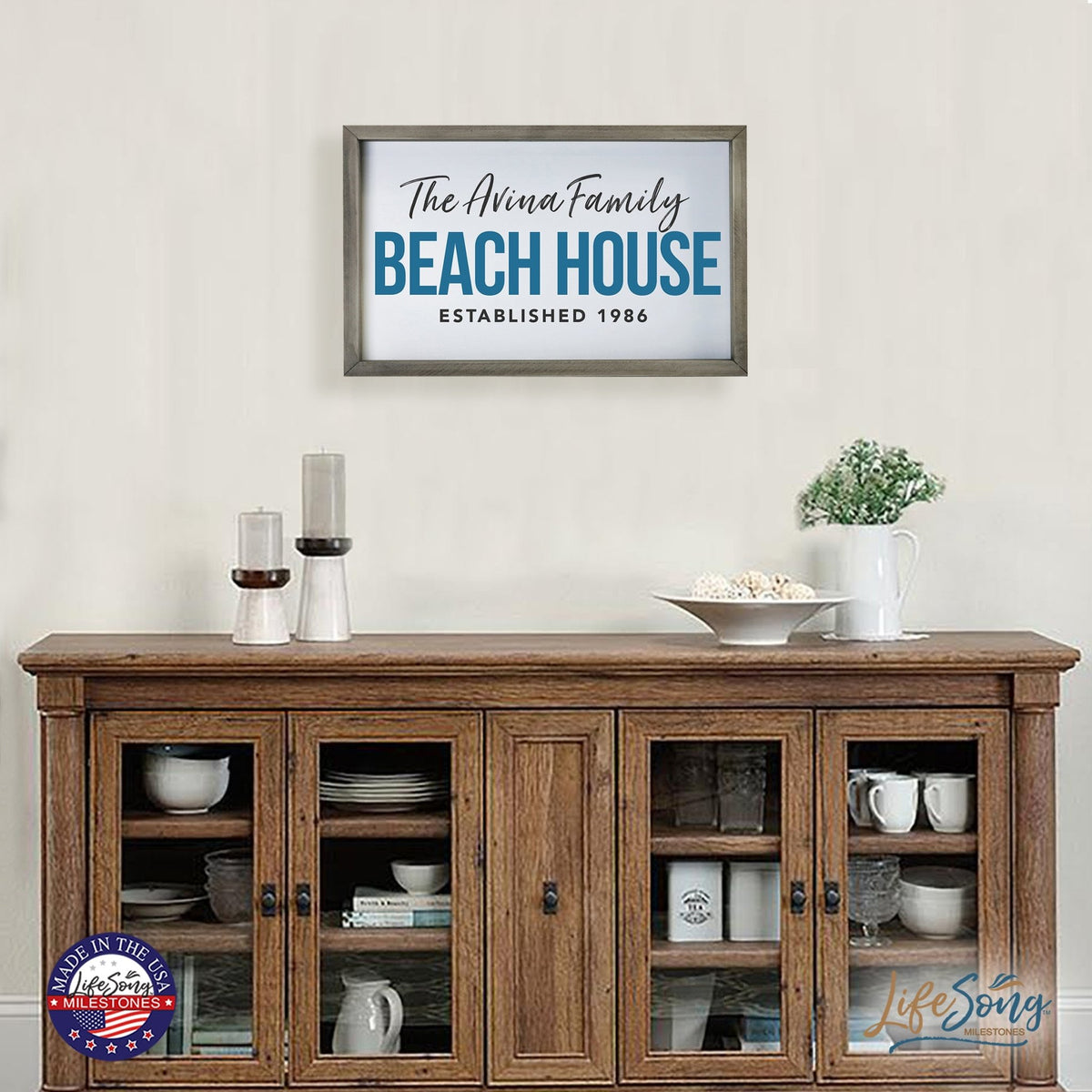 Inspirational Personalized Framed Shadow Box 12x18 - Beach House - LifeSong Milestones
