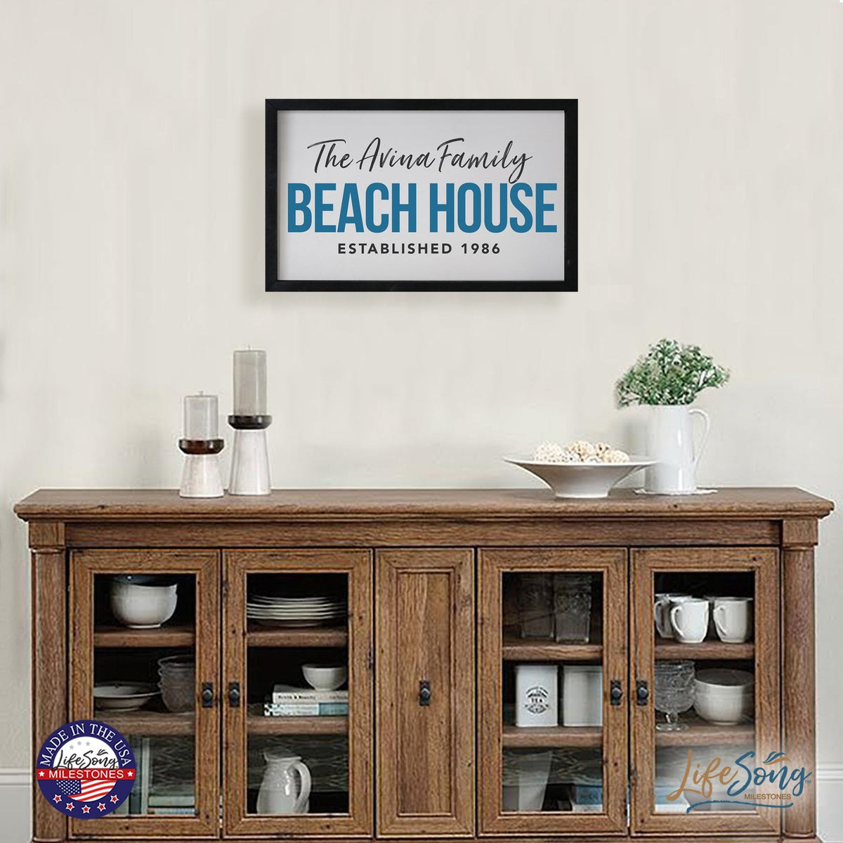 Inspirational Personalized Framed Shadow Box 12x18 - Beach House - LifeSong Milestones