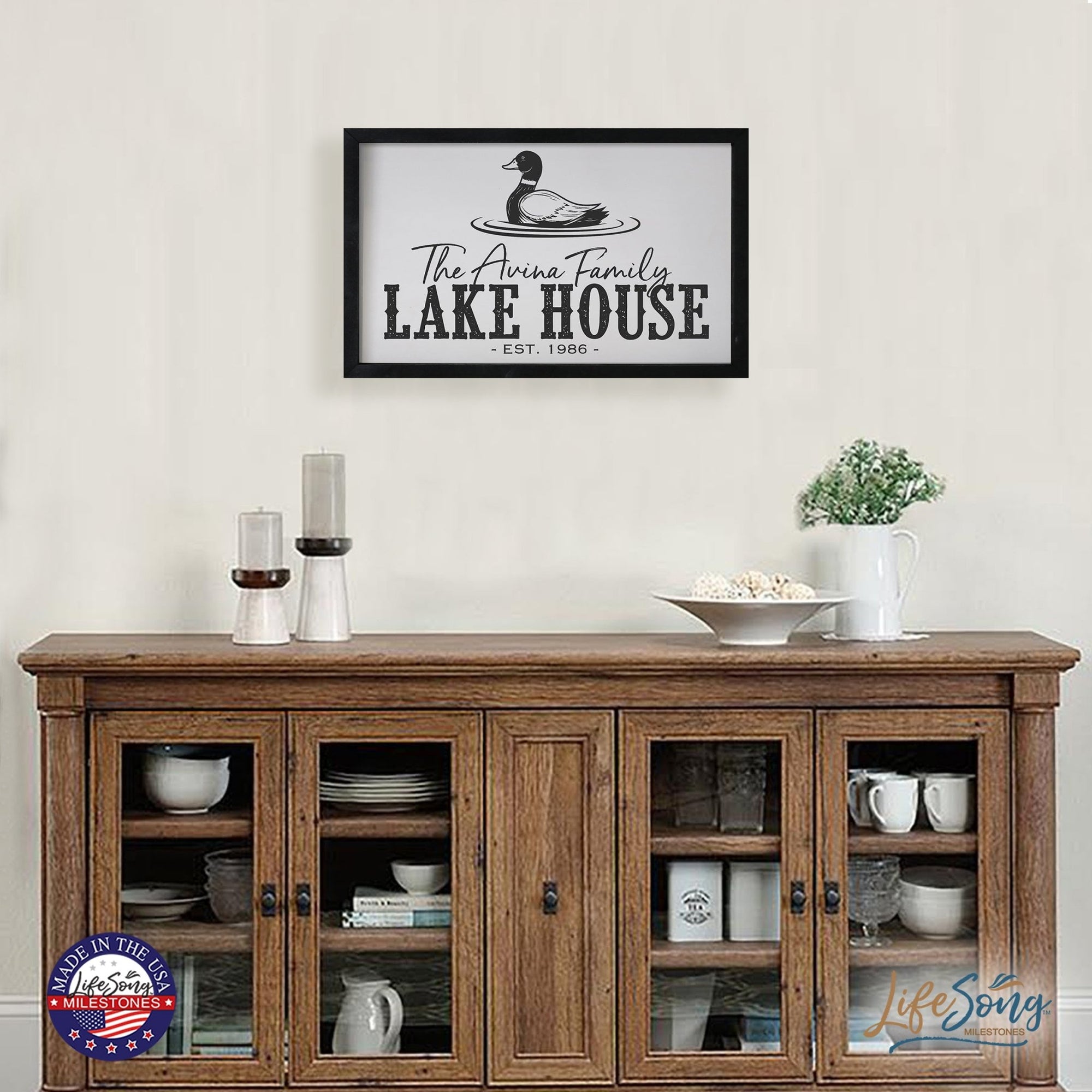 Inspirational Personalized Framed Shadow Box 12x18 - Lake House (Duck) - LifeSong Milestones