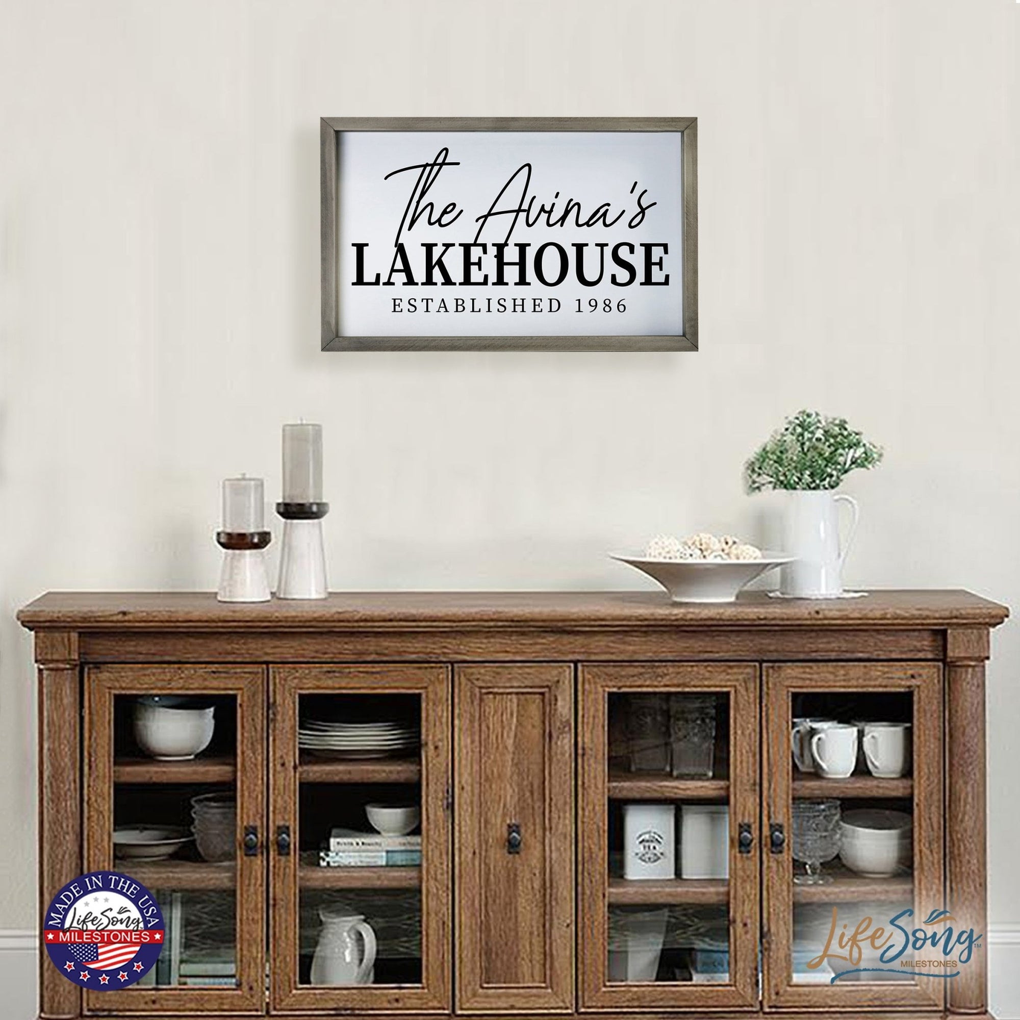 Inspirational Personalized Framed Shadow Box 12x18 - Lake House (Script) - LifeSong Milestones