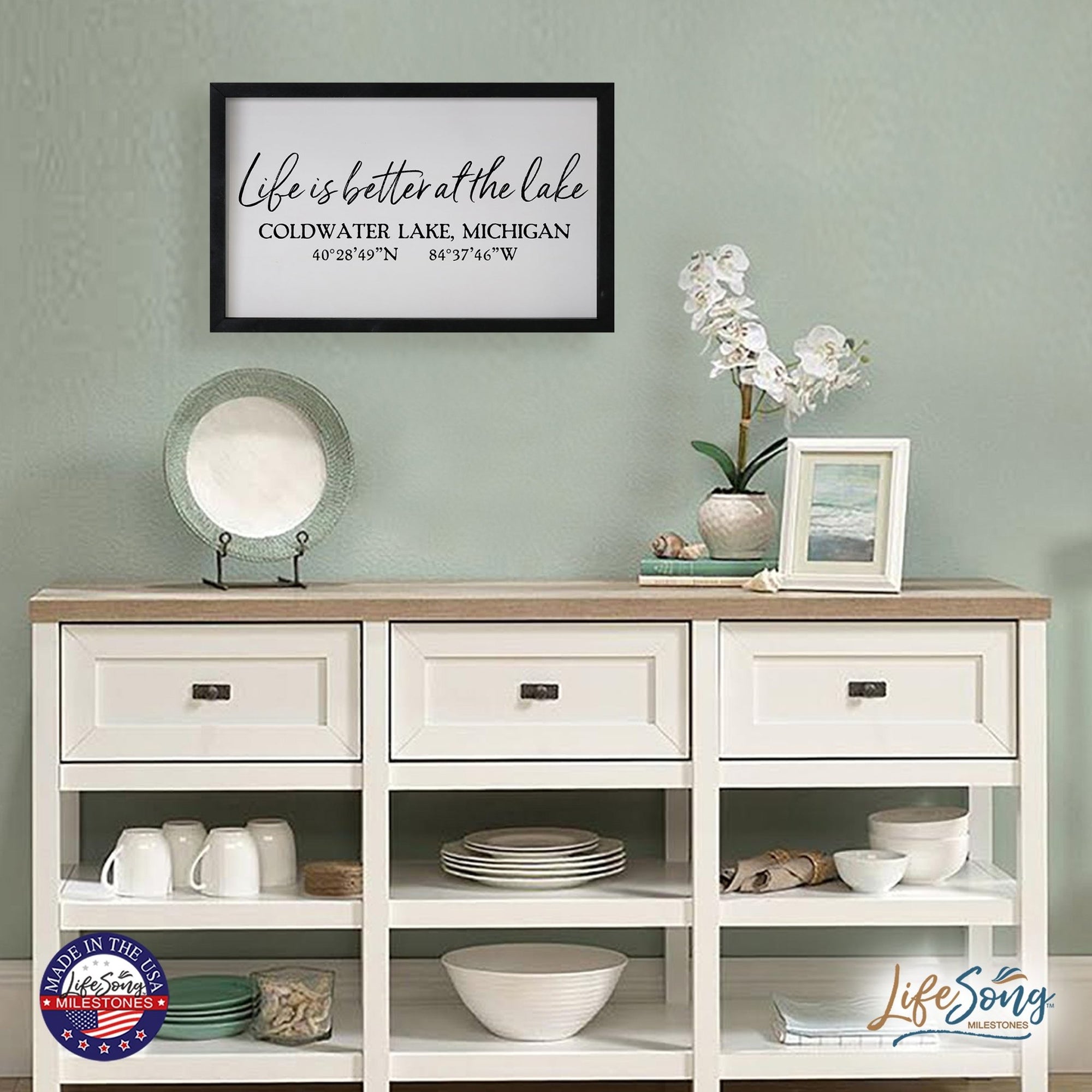 Inspirational Personalized Framed Shadow Box 12x18 - Life is Better at the Lake - LifeSong Milestones