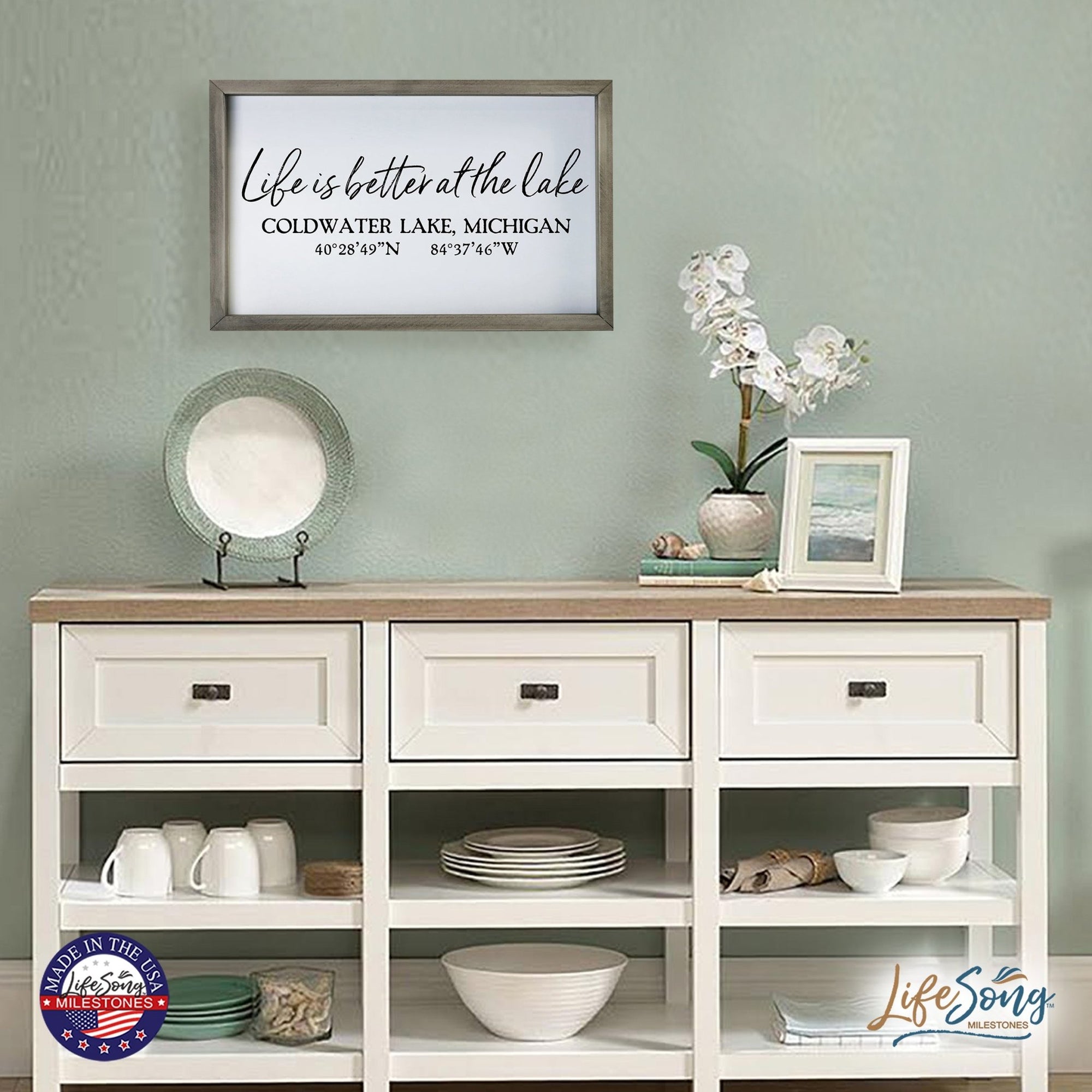 Inspirational Personalized Framed Shadow Box 12x18 - Life is Better at the Lake - LifeSong Milestones