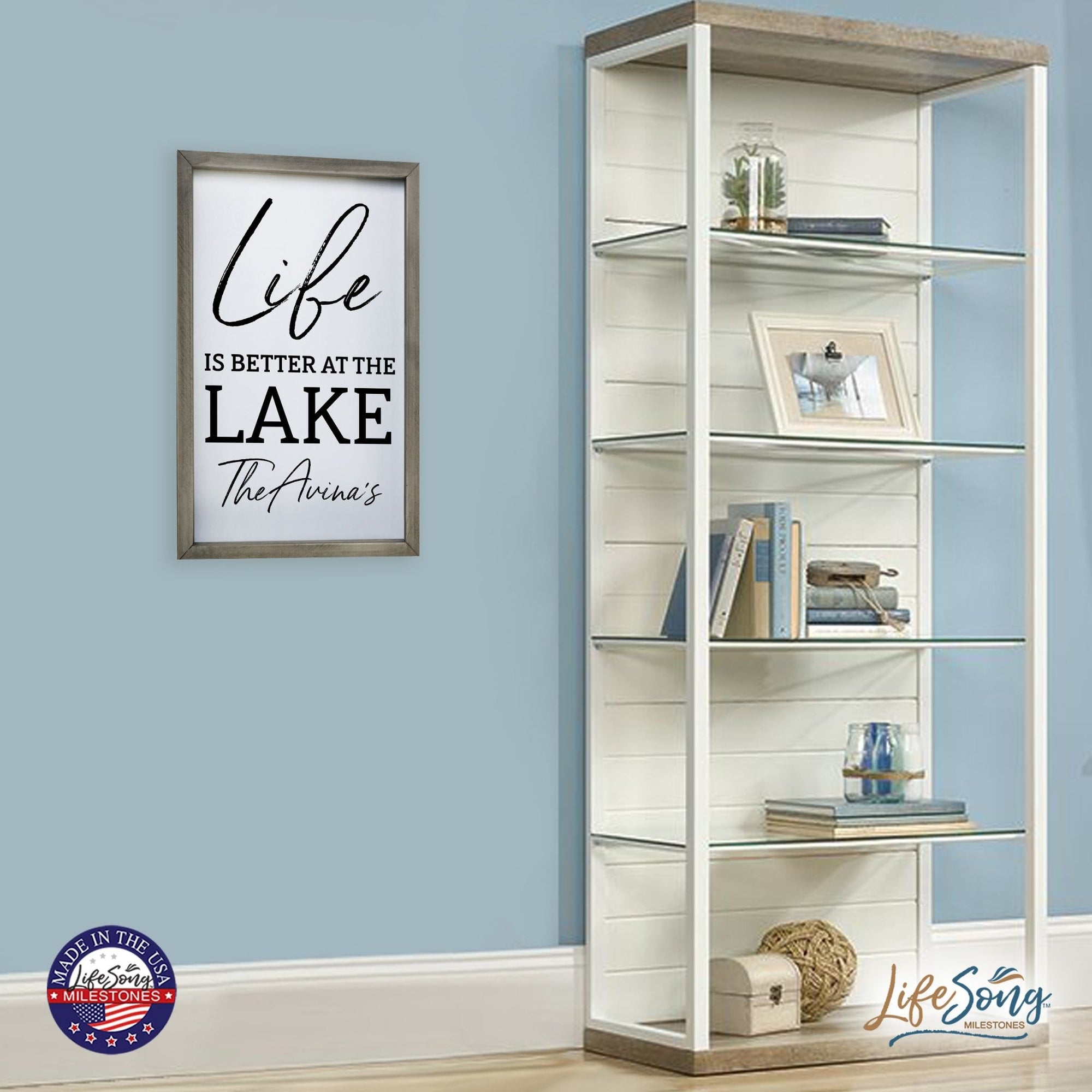 Inspirational Personalized Framed Shadow Box 12x18 -Life is Better at the Lake - LifeSong Milestones