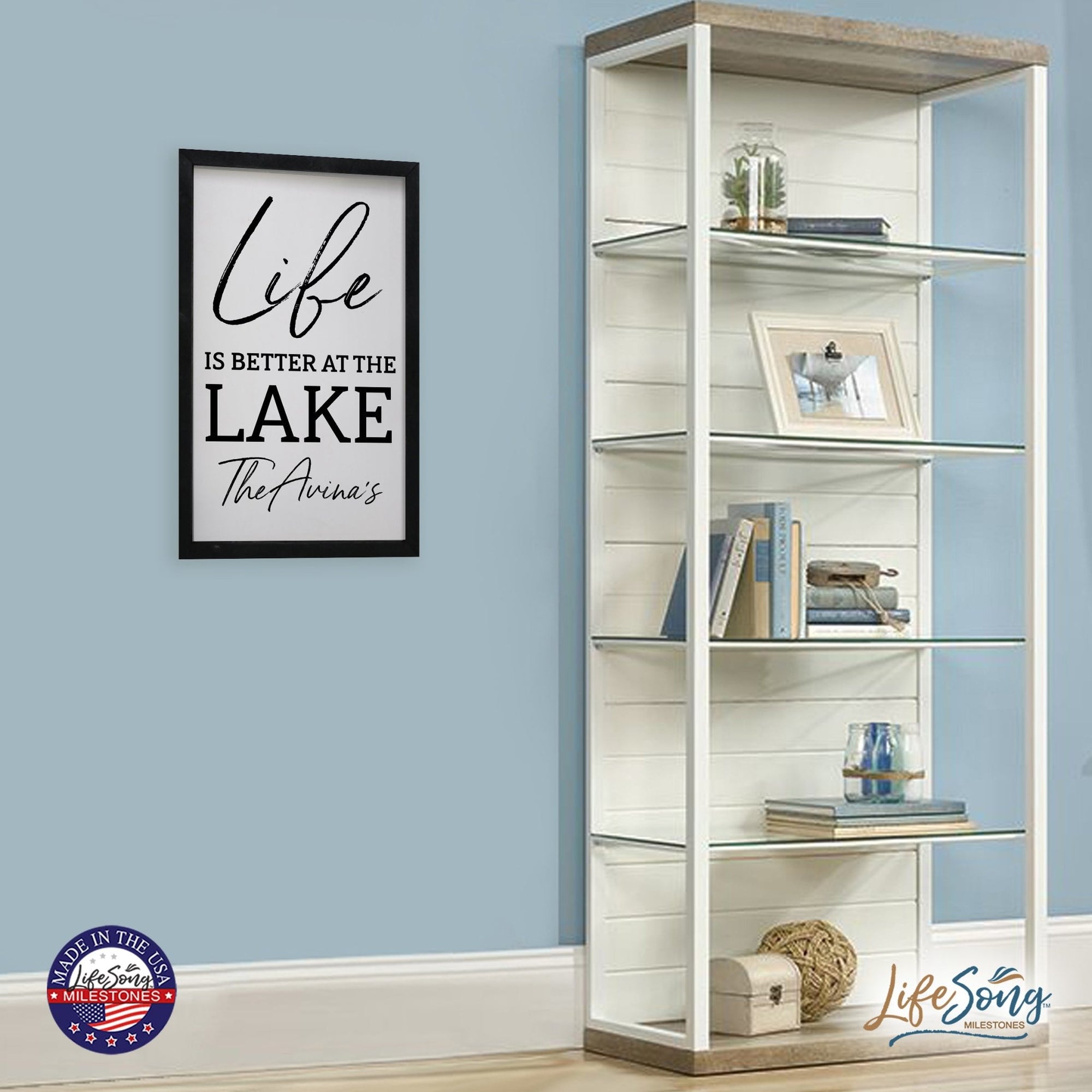 Inspirational Personalized Framed Shadow Box 12x18 -Life is Better at the Lake - LifeSong Milestones