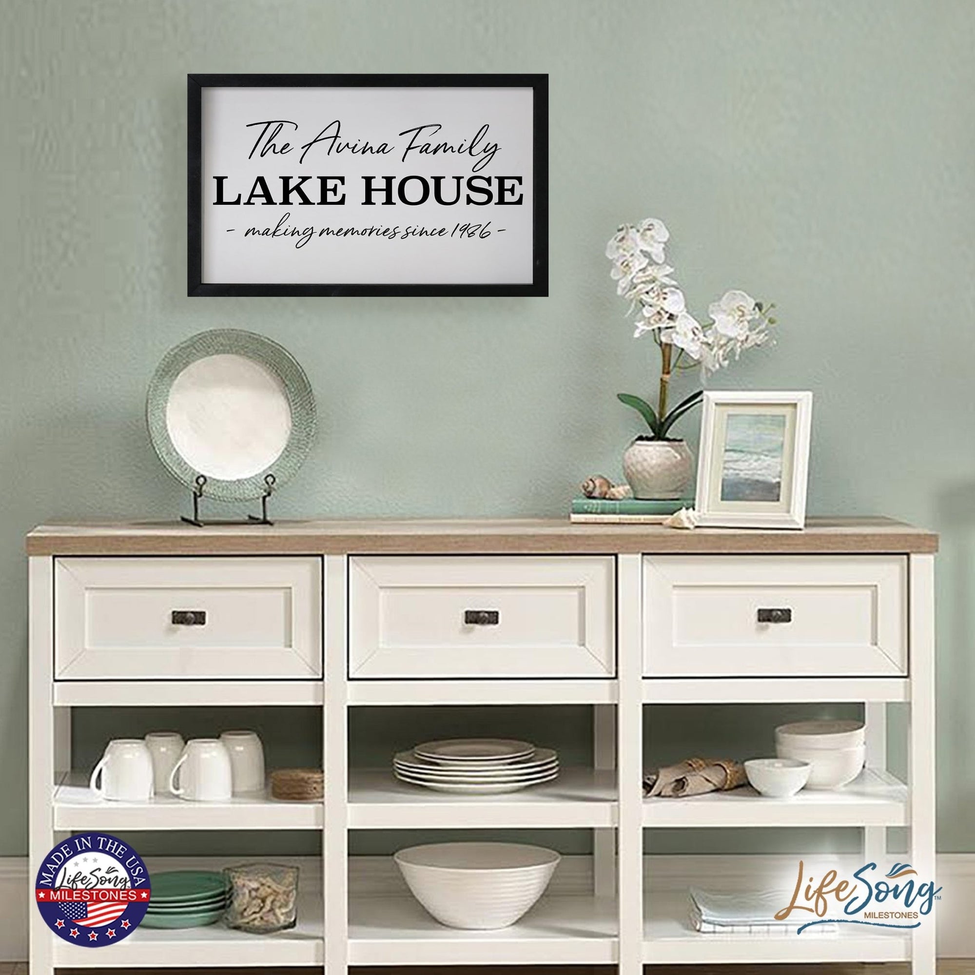 Inspirational Personalized Framed Shadow Box 12x18 - The Lake House Making Memories - LifeSong Milestones