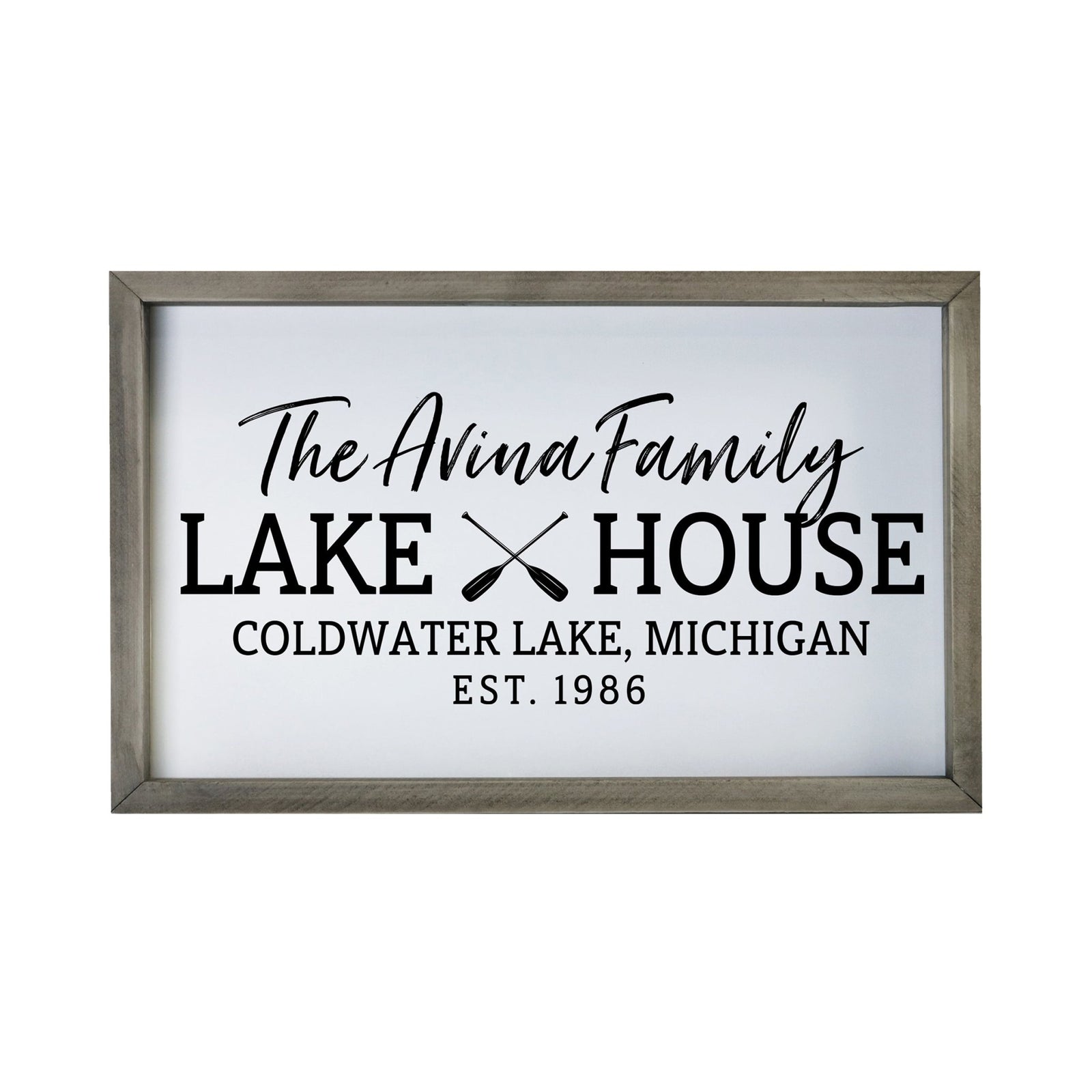 Inspirational Personalized Framed Shadow Box 12x18 -The Lake House (paddles) - LifeSong Milestones