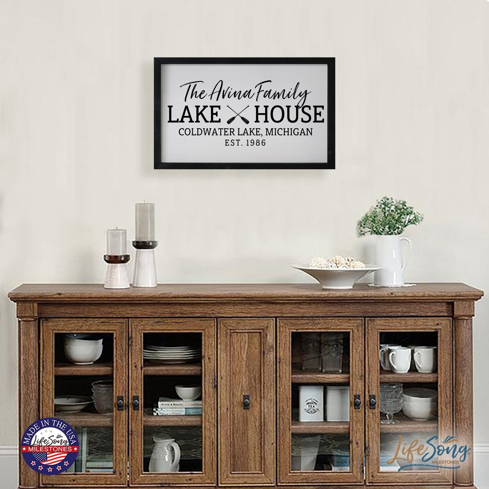 Inspirational Personalized Framed Shadow Box 12x18 -The Lake House (paddles) - LifeSong Milestones