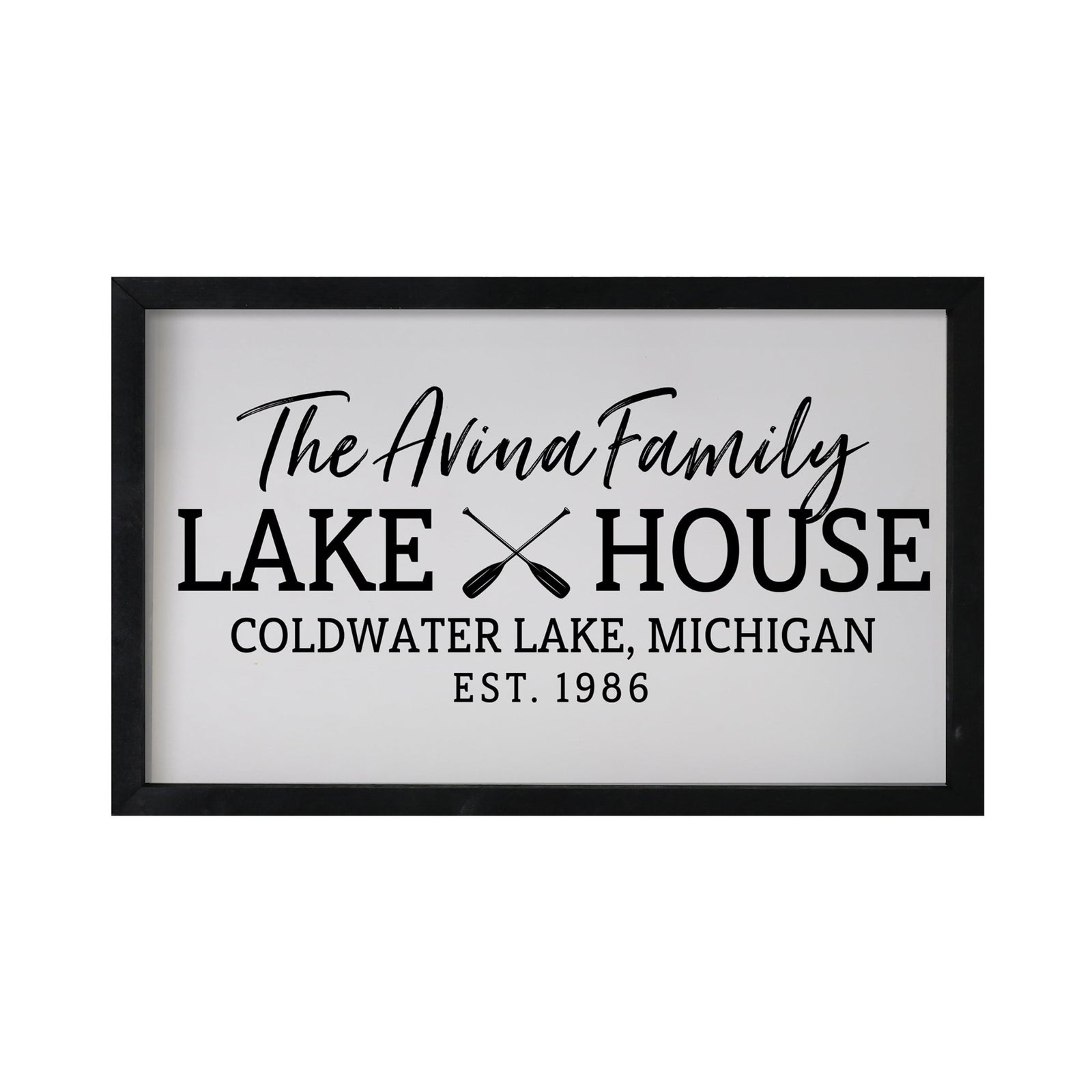 Inspirational Personalized Framed Shadow Box 12x18 -The Lake House (paddles) - LifeSong Milestones