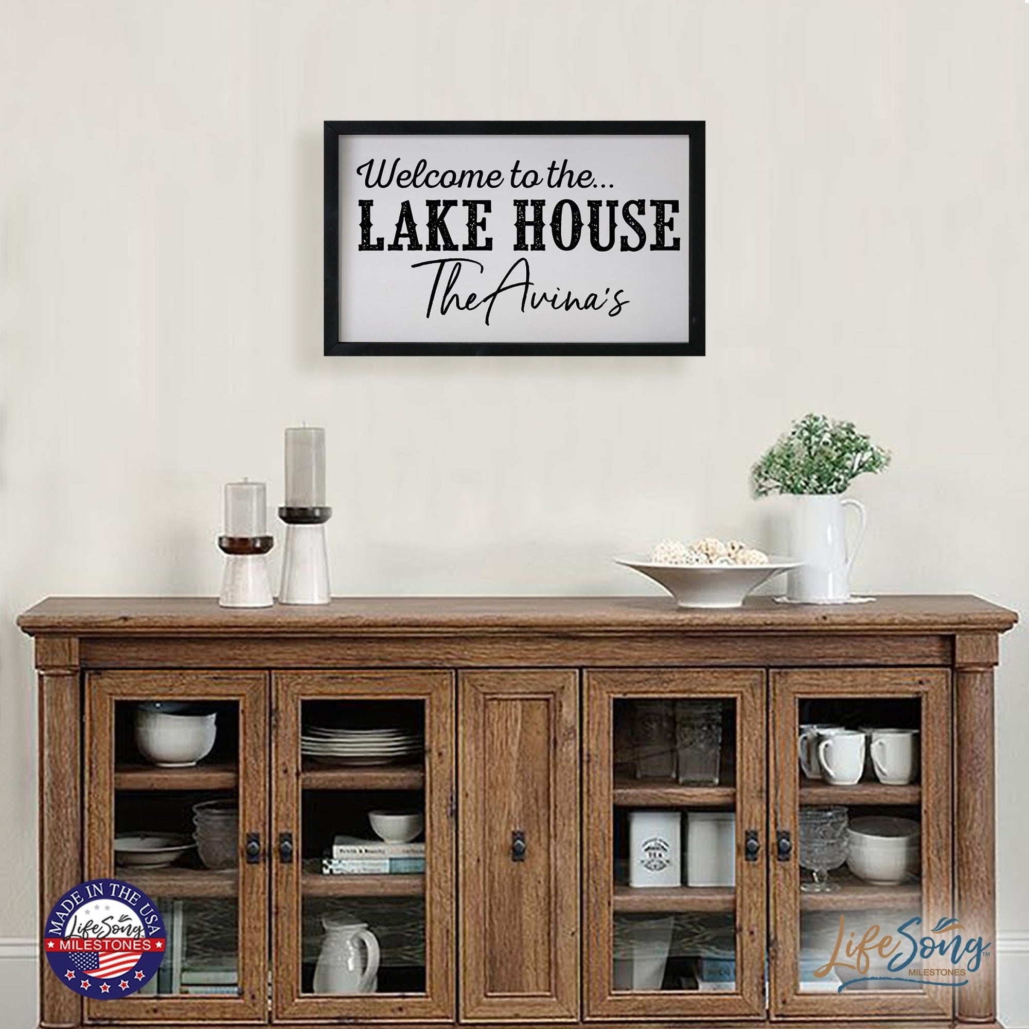 Inspirational Personalized Framed Shadow Box 12x18 - Welcome to the Lake House - LifeSong Milestones