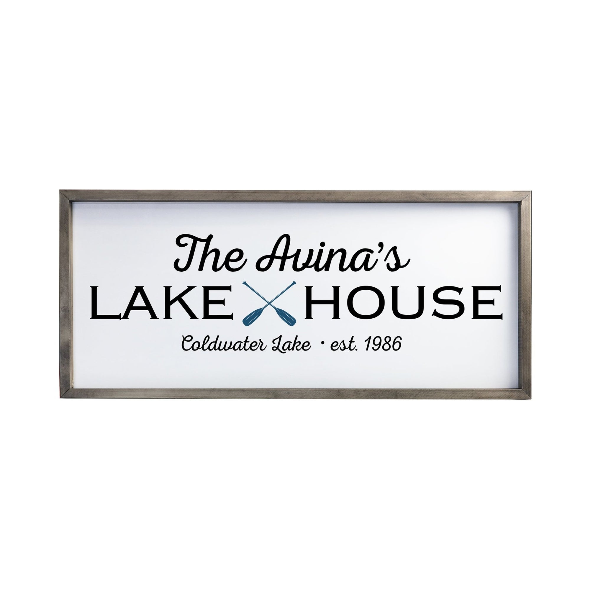 Inspirational Personalized Framed Shadow Box 13x30 - Lake House (Paddles) - LifeSong Milestones