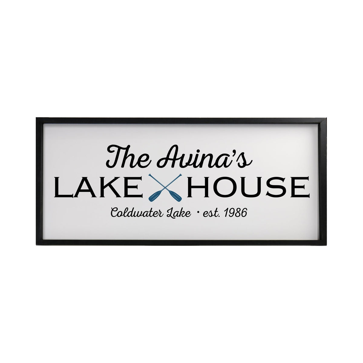 Inspirational Personalized Framed Shadow Box 13x30 - Lake House (Paddles) - LifeSong Milestones