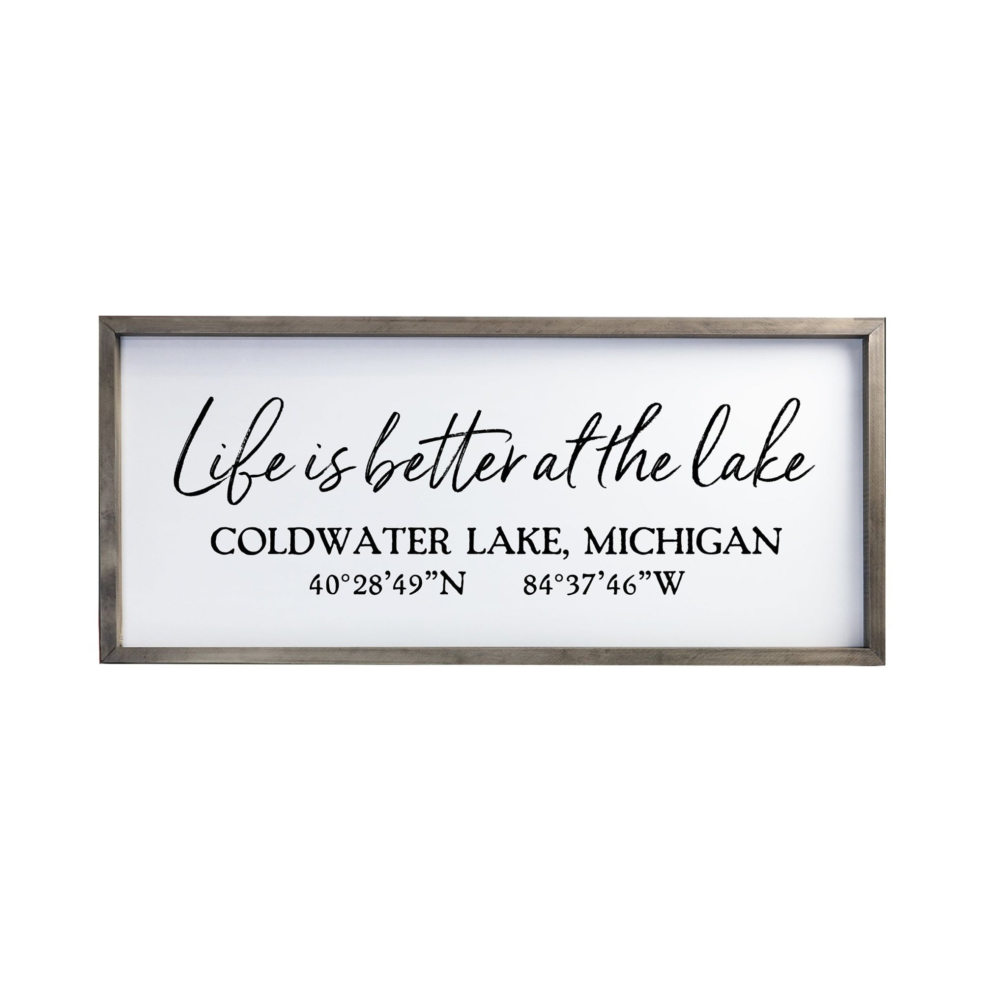 Inspirational Personalized Framed Shadow Box 13x30 - Life is Better at the Lake (Script) - LifeSong Milestones