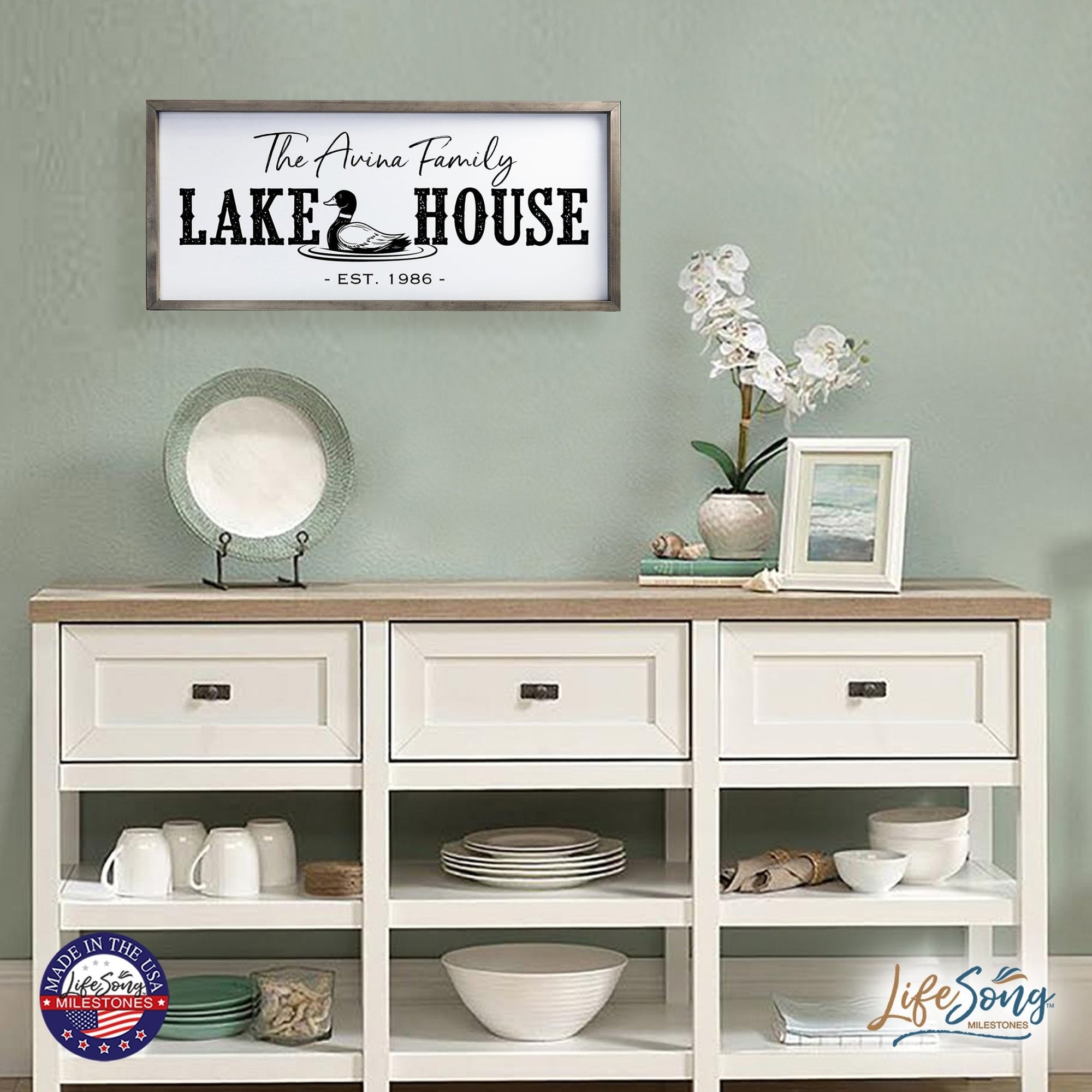Inspirational Personalized Framed Shadow Box 13x30 - The Lake House - LifeSong Milestones