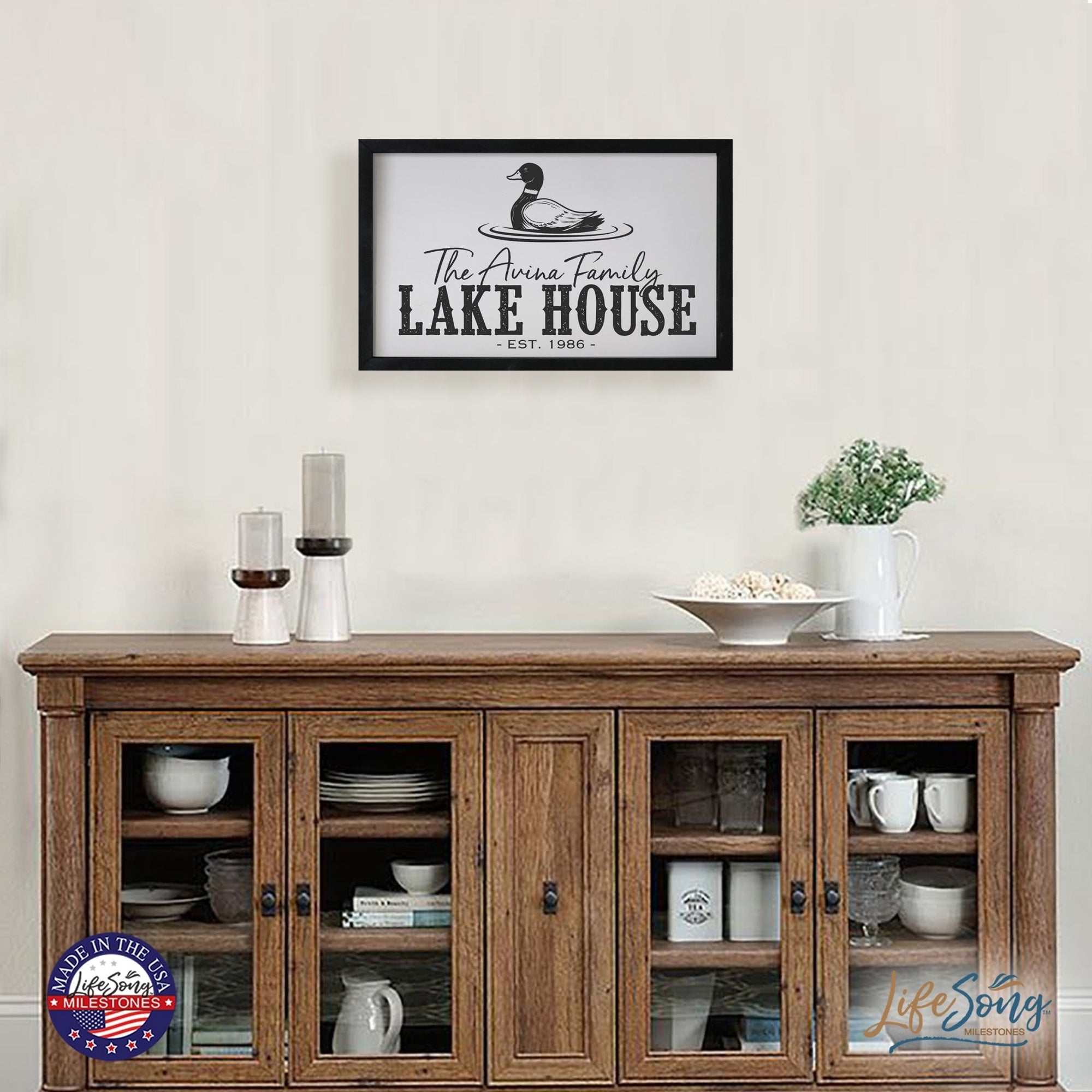 Inspirational Personalized Framed Shadow Box 16x25 - Lake House (Duck) - LifeSong Milestones