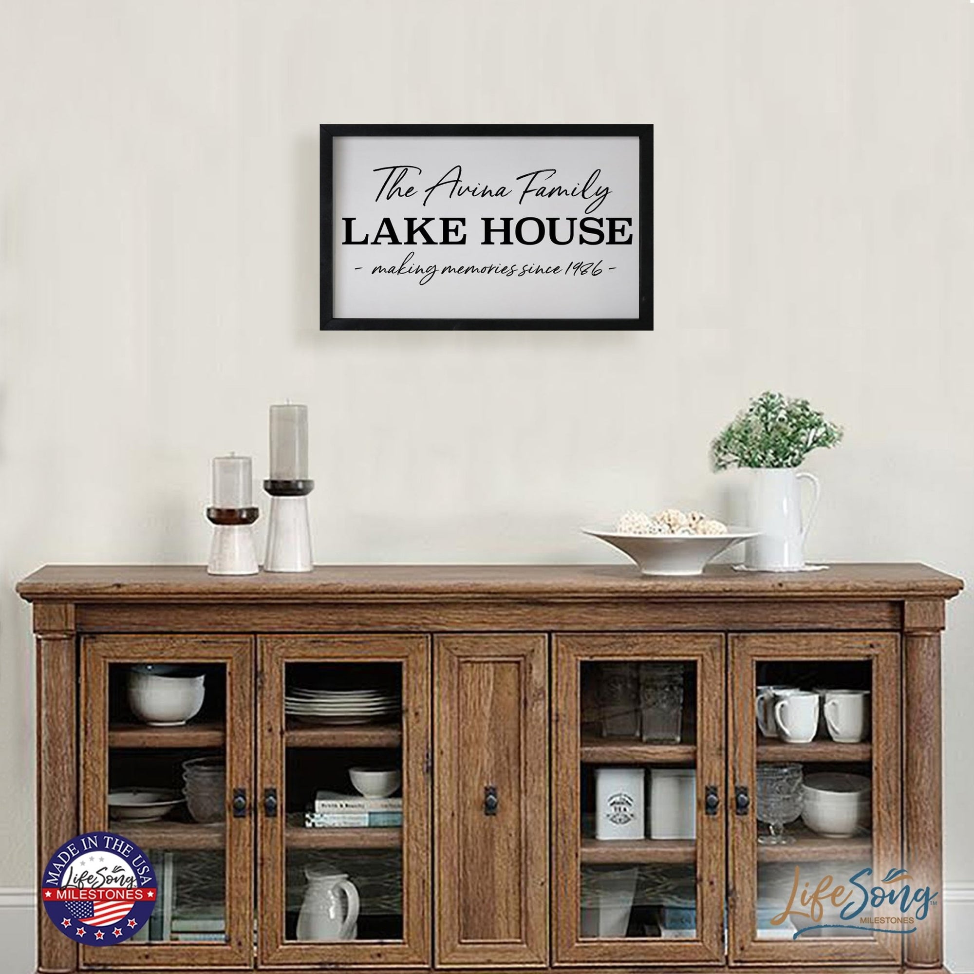 Inspirational Personalized Framed Shadow Box 16x25 - Lake House Making Memories - LifeSong Milestones