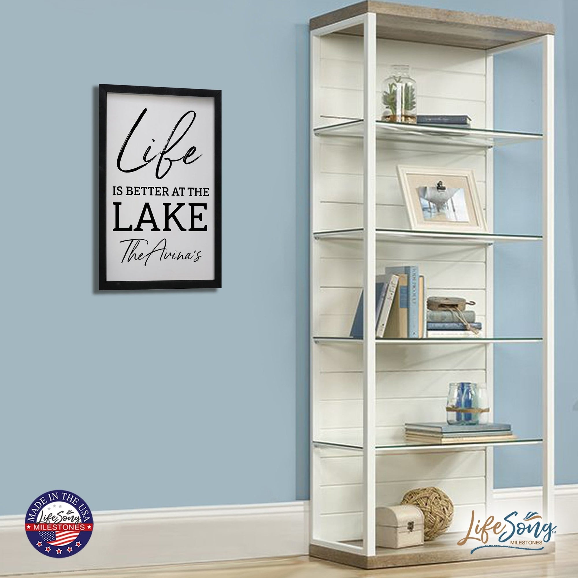 Inspirational Personalized Framed Shadow Box 16x25 - Life is Better at the Lake - LifeSong Milestones