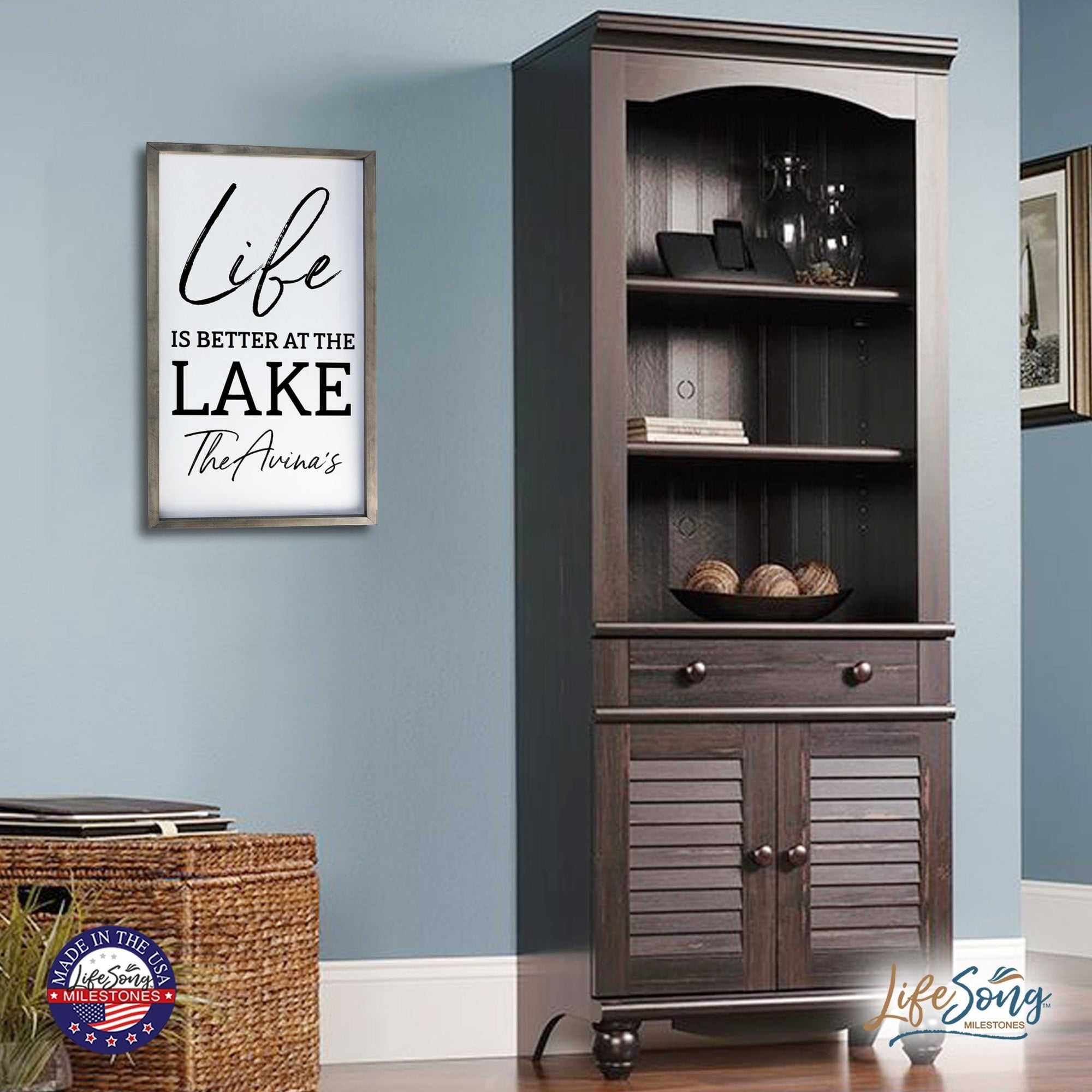 Inspirational Personalized Framed Shadow Box 16x25 - Life is Better at the Lake - LifeSong Milestones