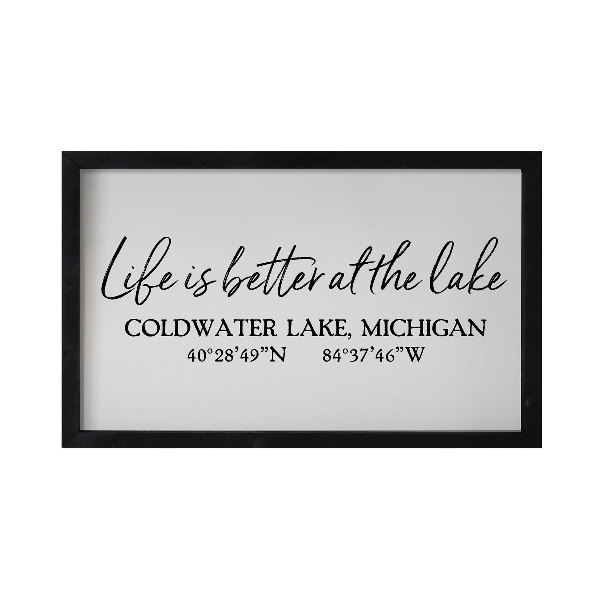 Inspirational Personalized Framed Shadow Box 16x25 - Life is Better at the Lake (Coordinates) - LifeSong Milestones