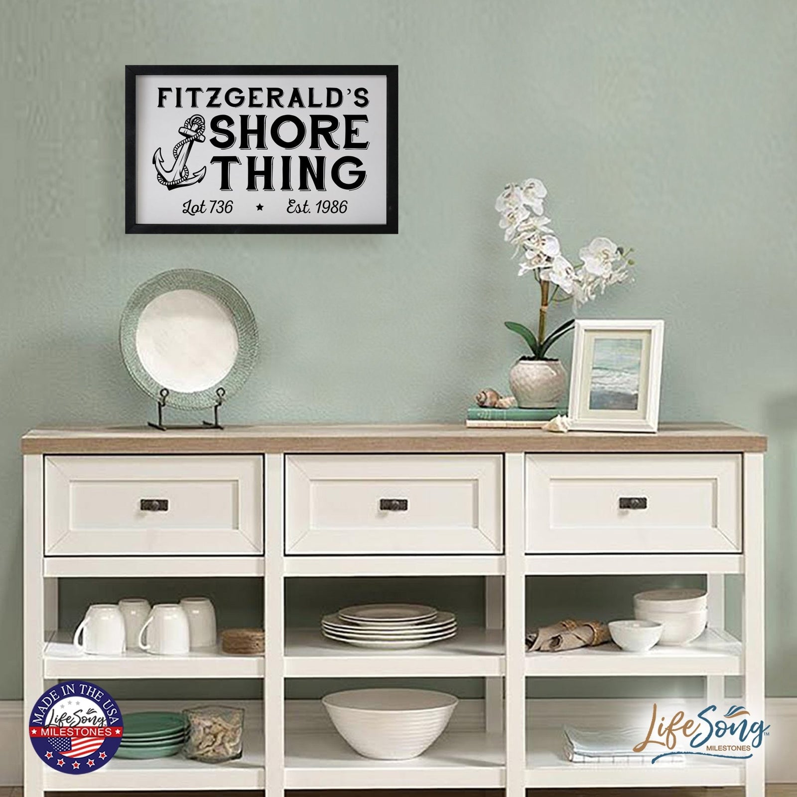 Inspirational Personalized Framed Shadow Box 16x25 - Shore Thing - LifeSong Milestones