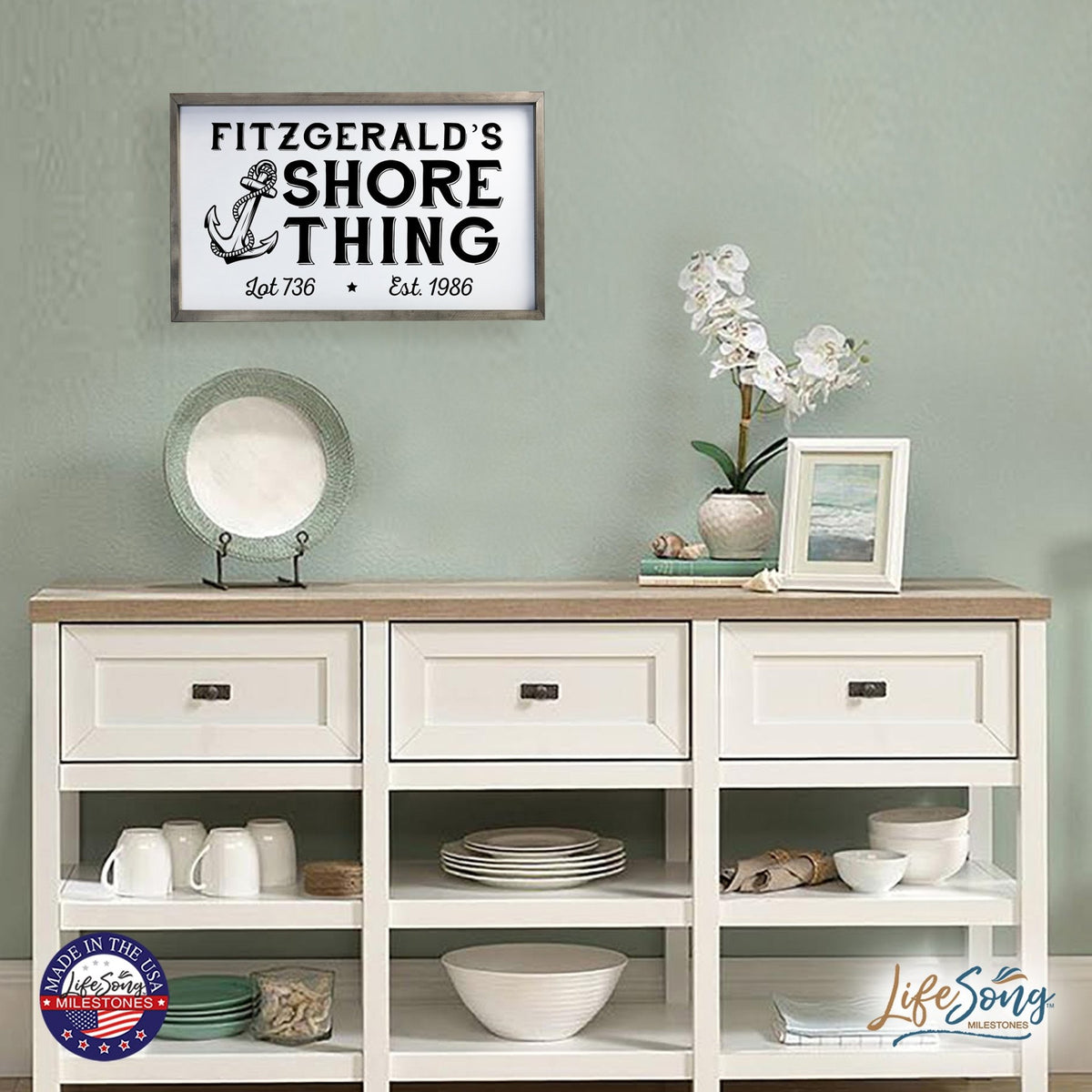 Inspirational Personalized Framed Shadow Box 16x25 - Shore Thing - LifeSong Milestones