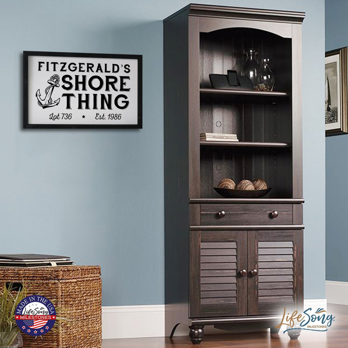 Inspirational Personalized Framed Shadow Box 16x25 - Shore Thing - LifeSong Milestones
