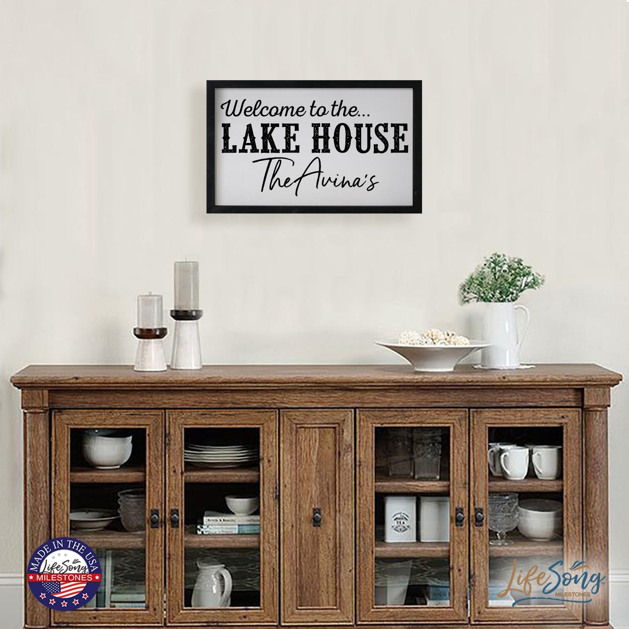 Inspirational Personalized Framed Shadow Box 16x25 - Welcome to the Lake House - LifeSong Milestones