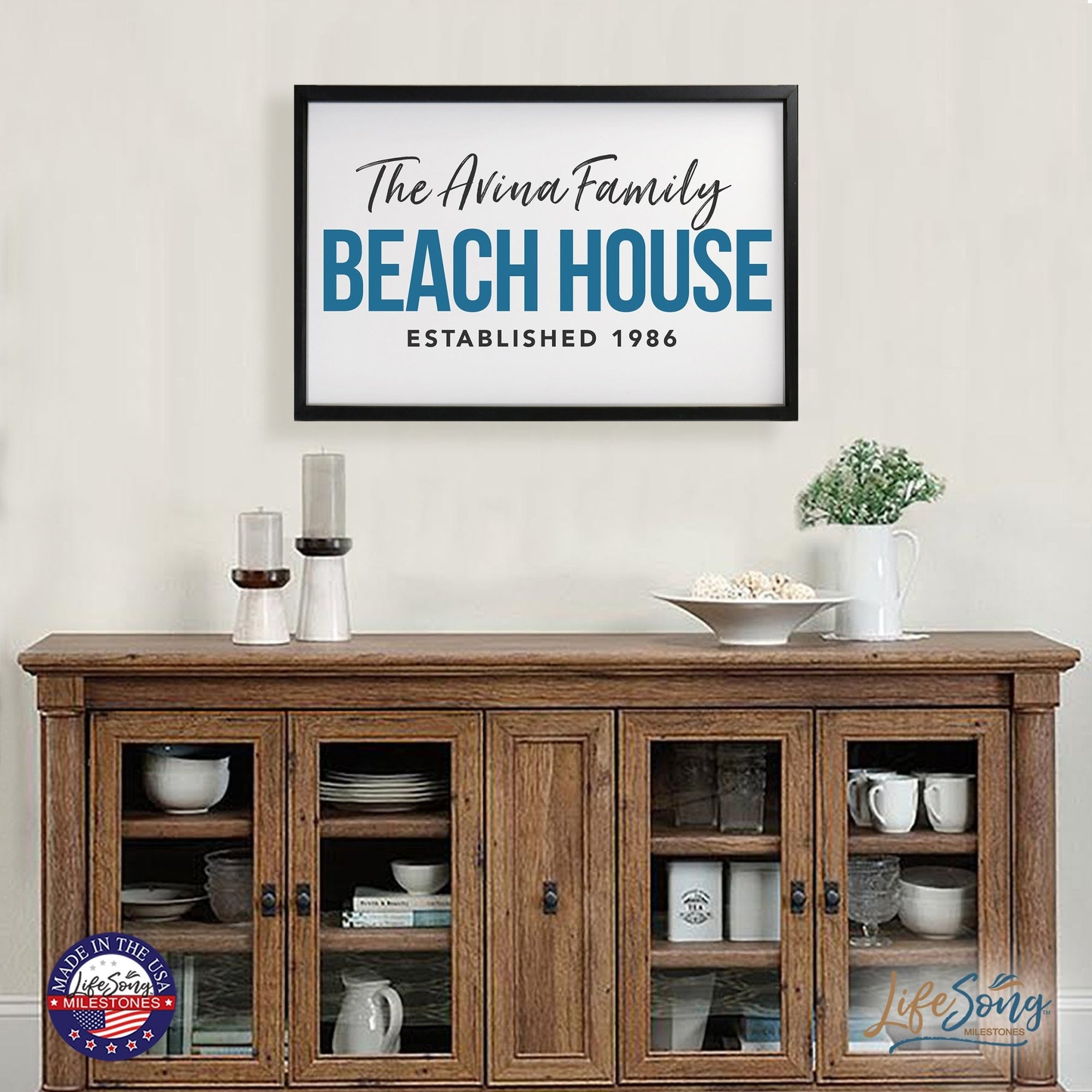 Inspirational Personalized Framed Shadow Box 25x36 - Beach House - LifeSong Milestones