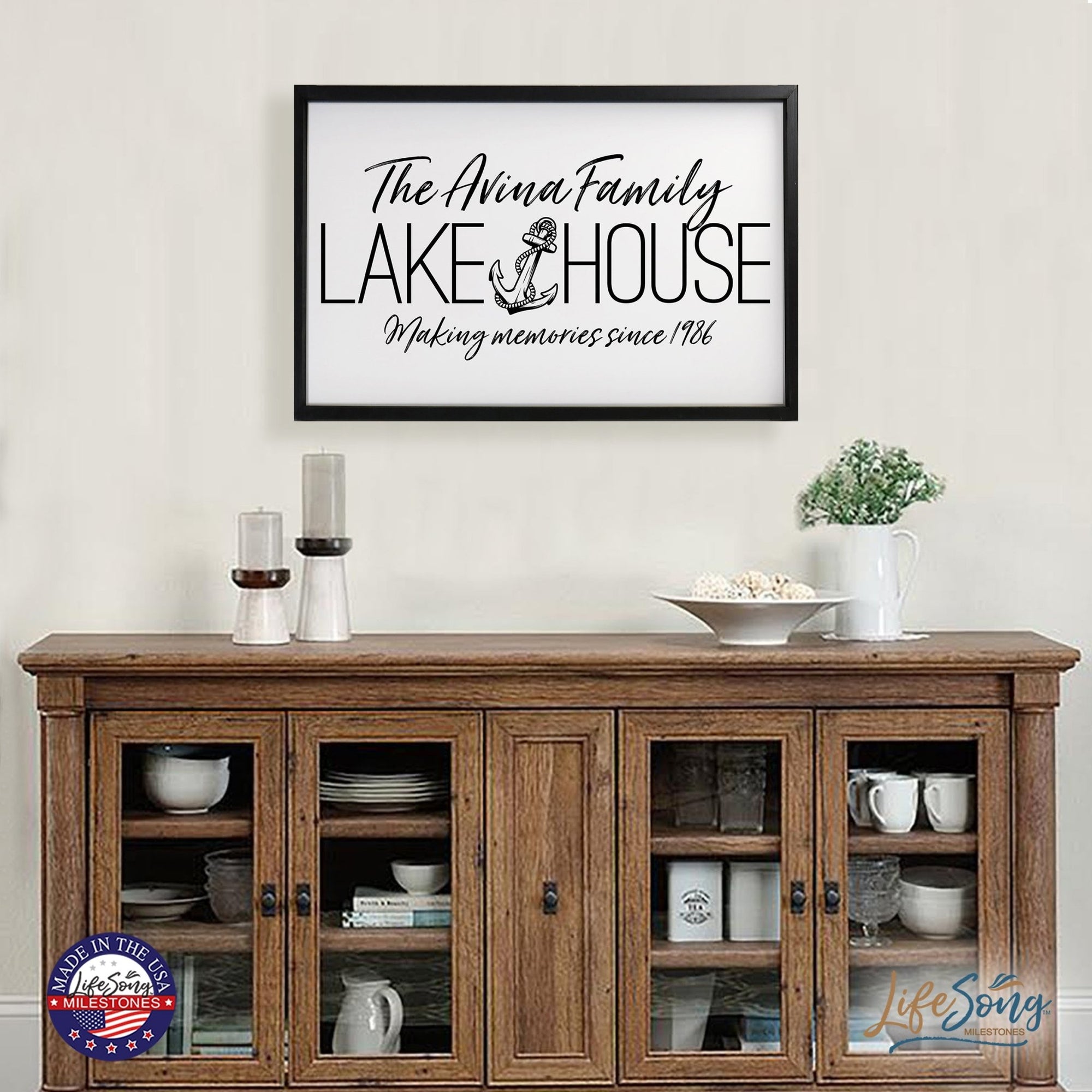 Inspirational Personalized Framed Shadow Box 25x36 - Lake House (Anchor) - LifeSong Milestones