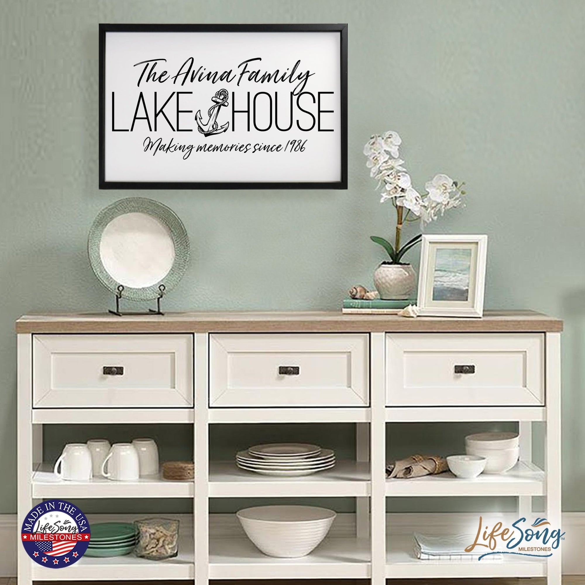 Inspirational Personalized Framed Shadow Box 25x36 - Lake House (Anchor) - LifeSong Milestones