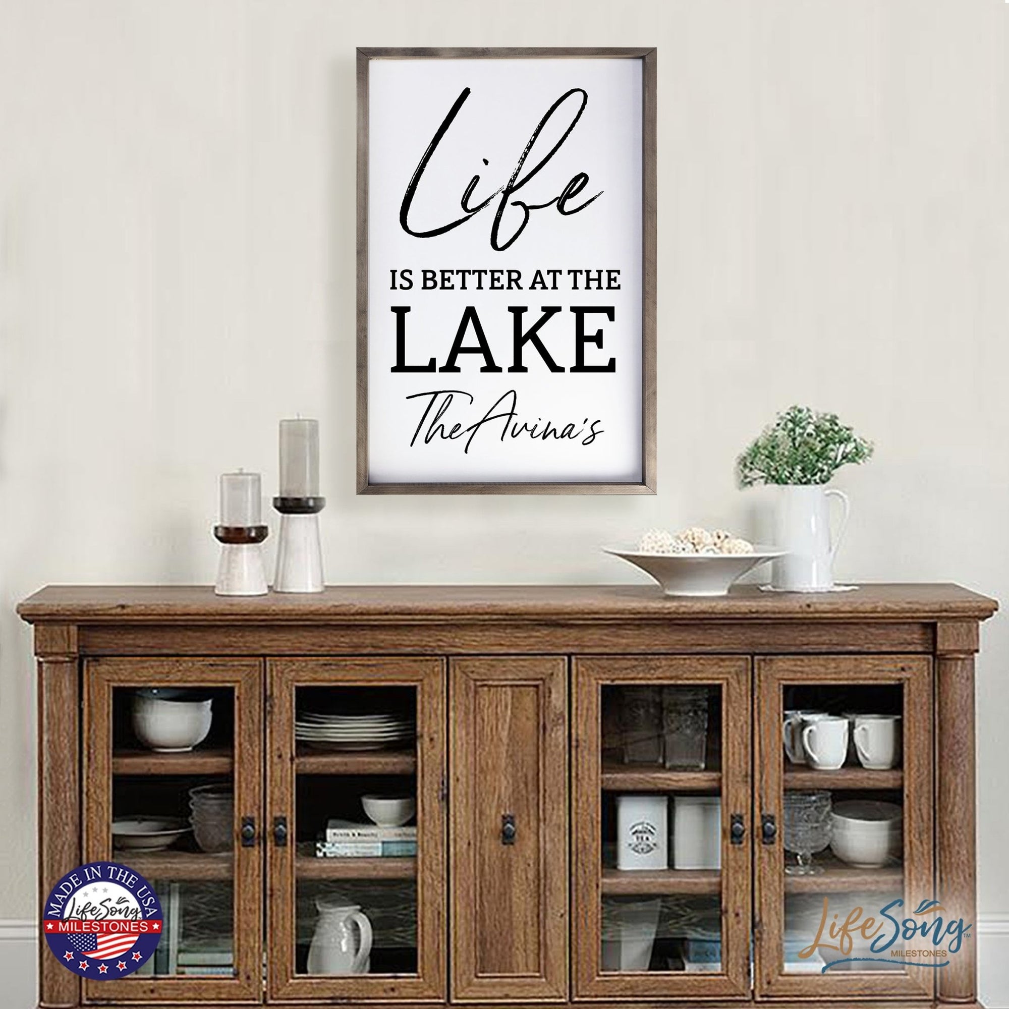 Inspirational Personalized Framed Shadow Box 25x36 - Life is Better at the Lake - LifeSong Milestones