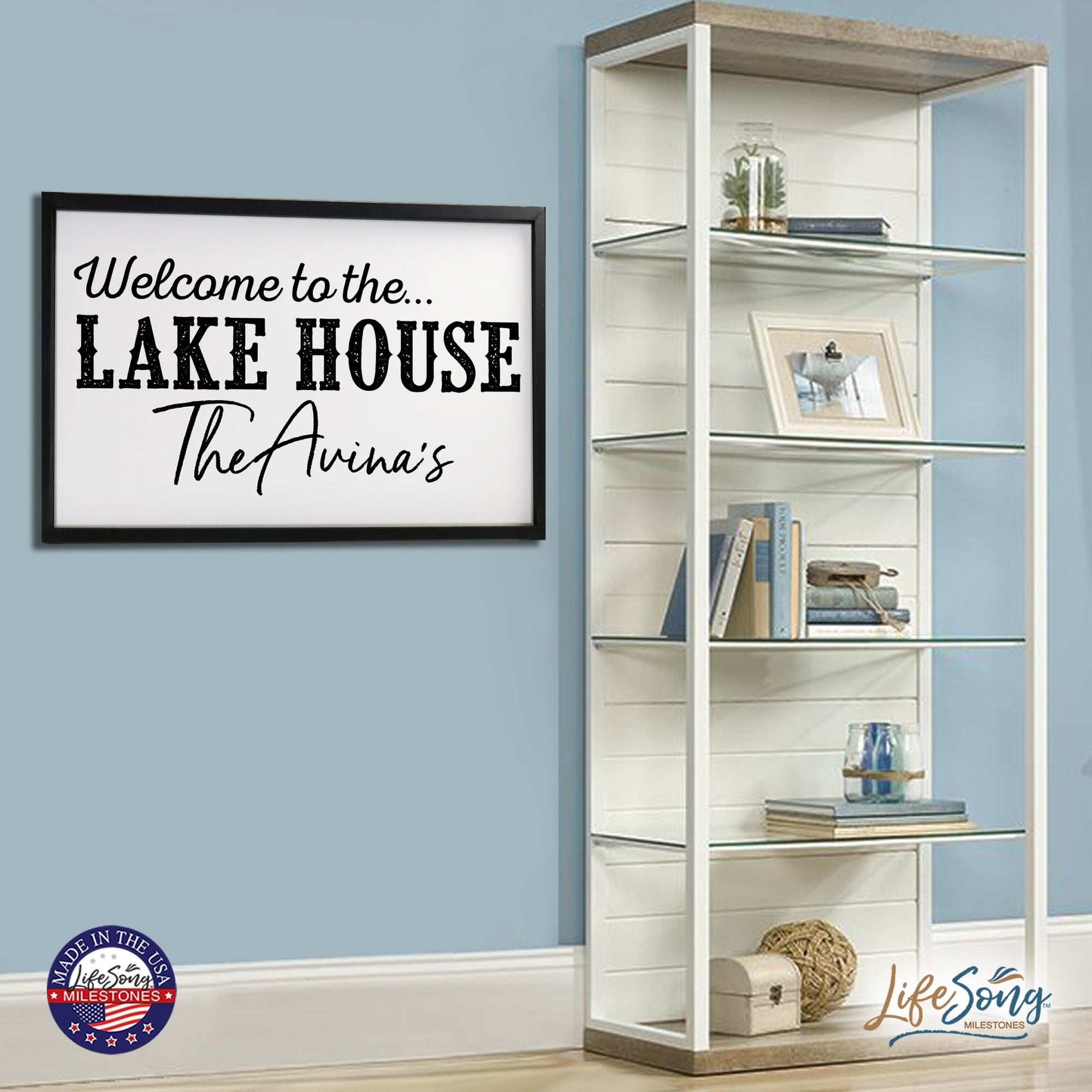 Inspirational Personalized Framed Shadow Box 25x36 - Welcome to the Lake House - LifeSong Milestones