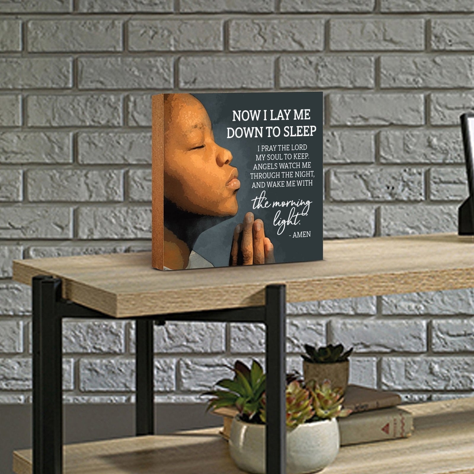 Lifesong Milestones Inspirational Praying Kids Unique Shelf Décor - A charming tabletop decoration for kids with a heartwarming praying children design.
