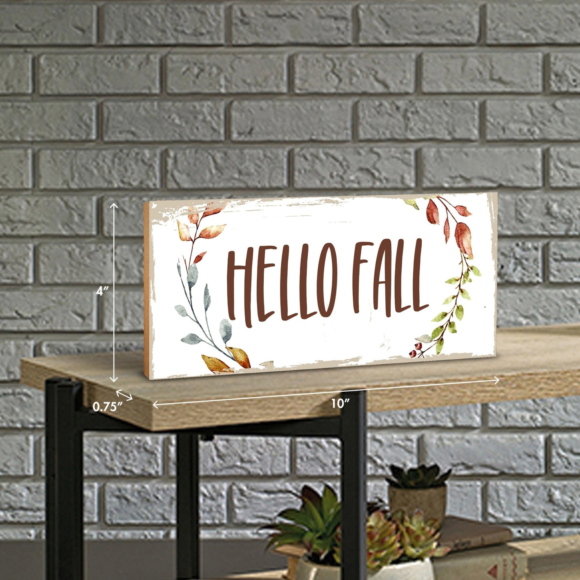 Inspirational Shelf Décor and Tabletop Signs for Fall Season - Hello Fall - LifeSong Milestones