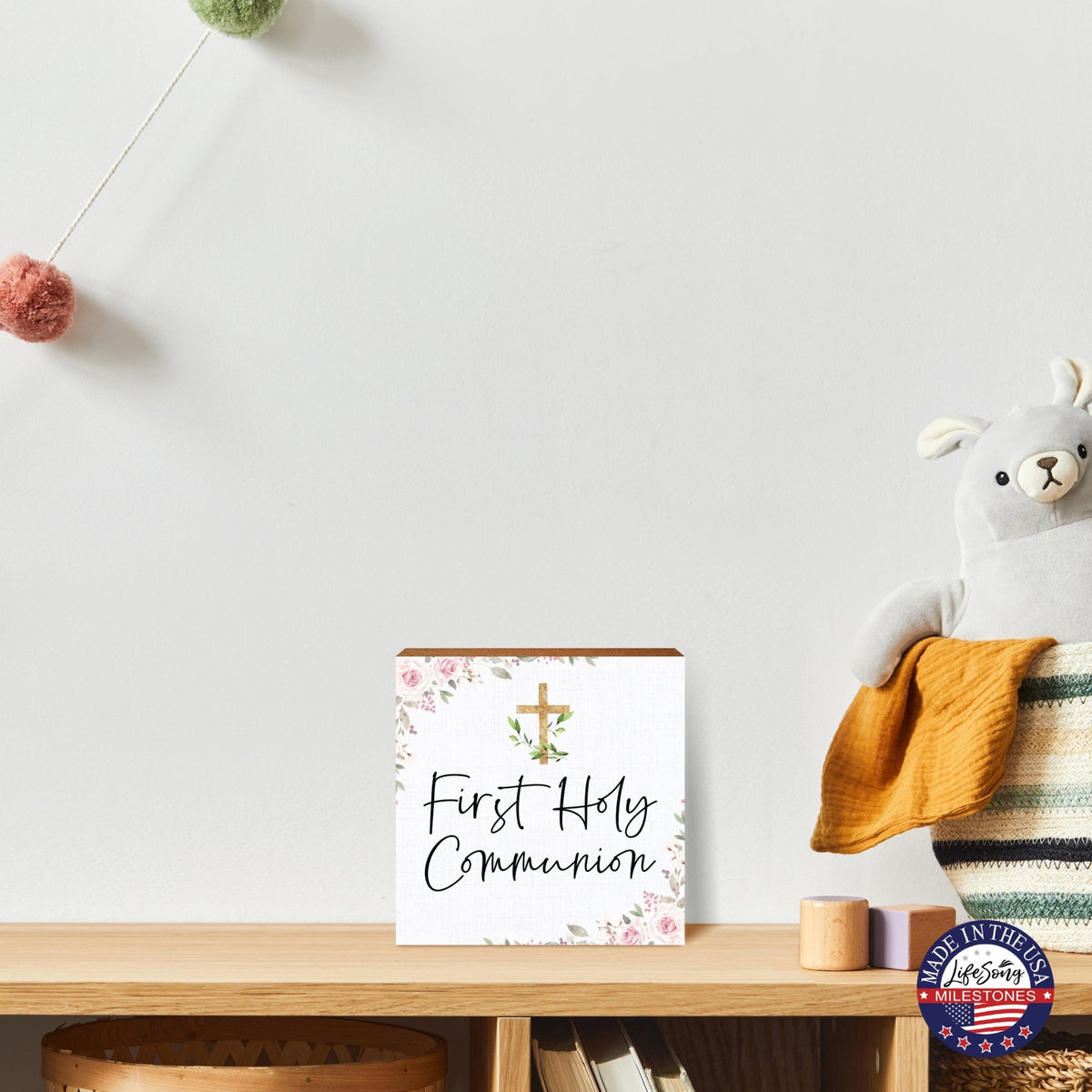 Inspirational Shelf Décor and Tabletop Signs for First Holy Communion - LifeSong Milestones