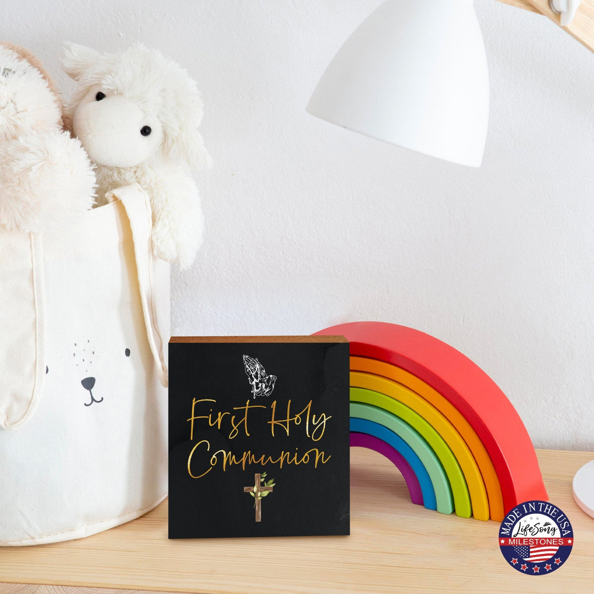 Inspirational Shelf Décor and Tabletop Signs for First Holy Communion - LifeSong Milestones