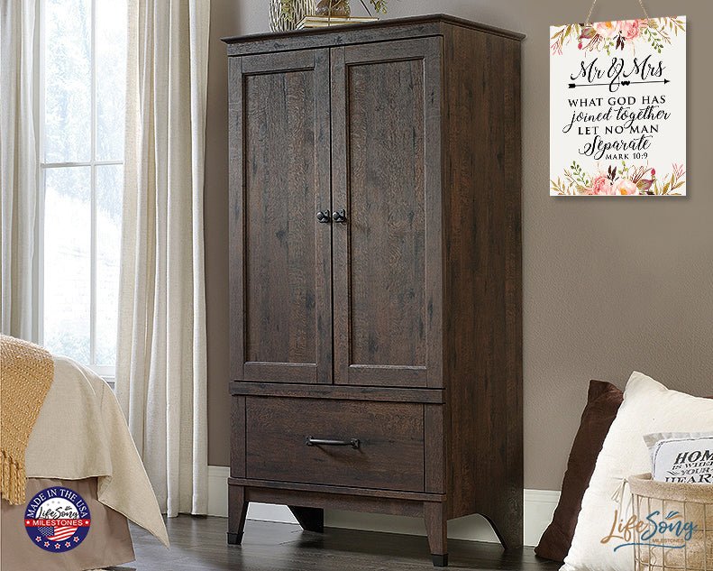 Inspirational Wedding Wooden Wall Hanging Rope Sign 12" x 15" x 0.125" - LifeSong Milestones