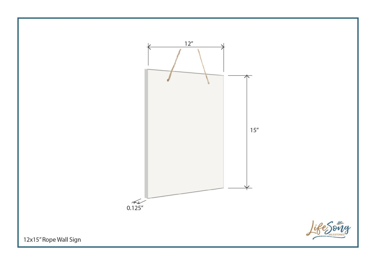 Inspirational Wedding Wooden Wall Hanging Rope Sign 12" x 15" x 0.125" - LifeSong Milestones