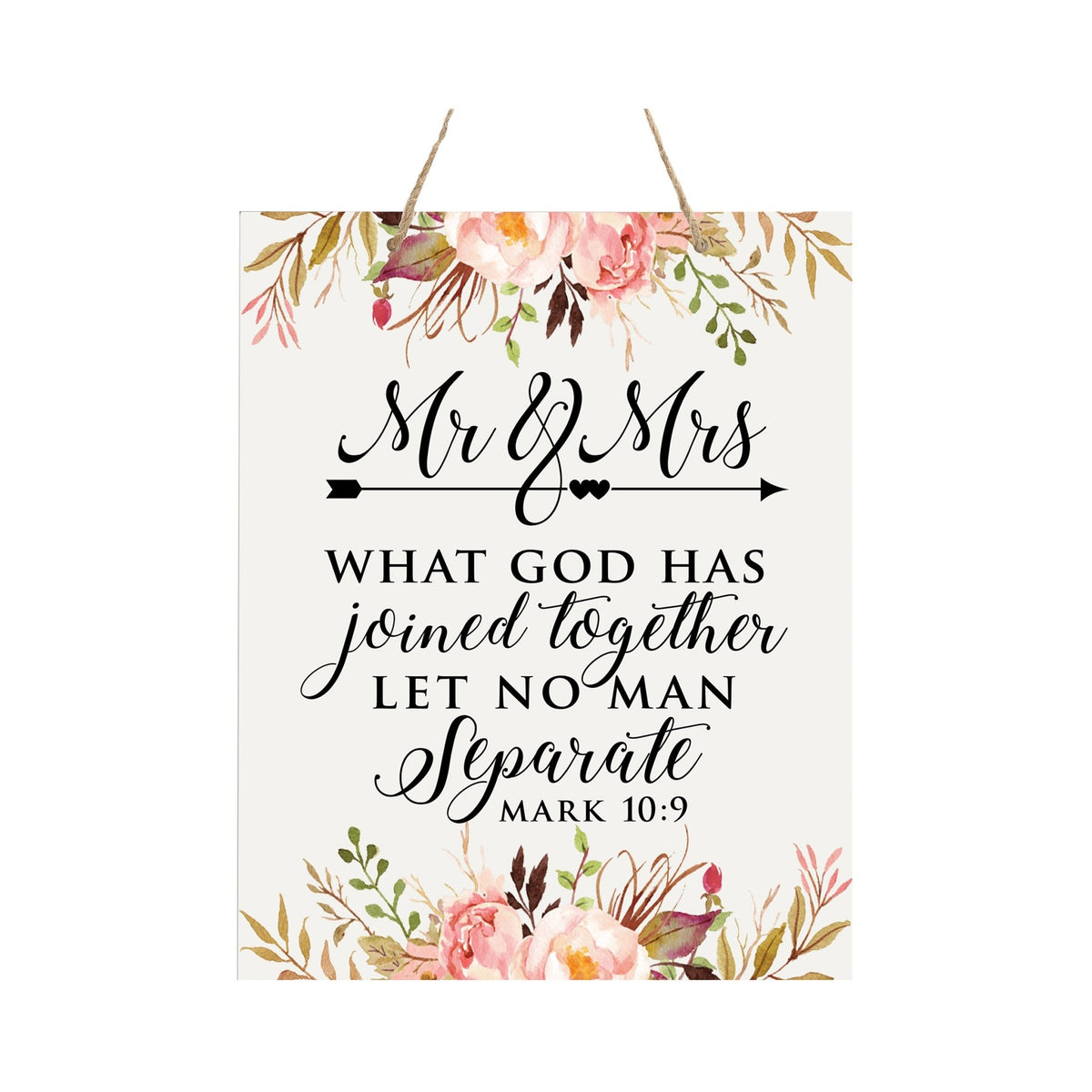 Inspirational Wedding Wooden Wall Hanging Rope Sign 12&quot; x 15&quot; x 0.125&quot; - LifeSong Milestones