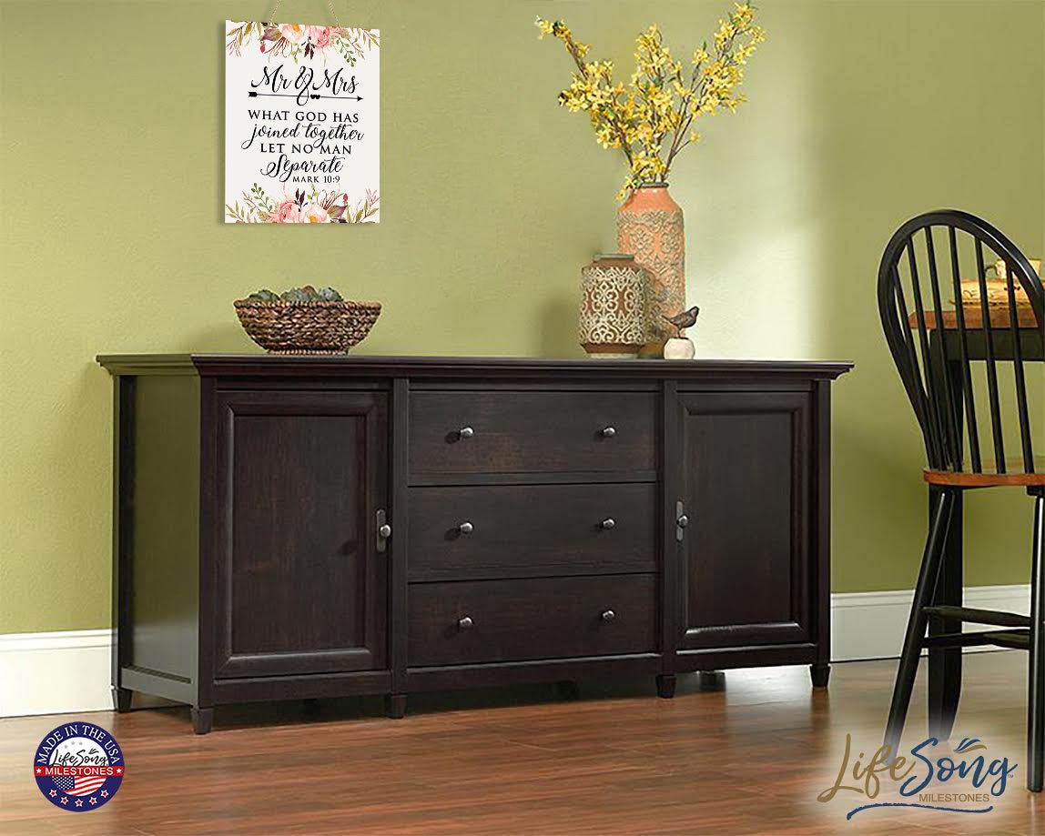 Inspirational Wedding Wooden Wall Hanging Rope Sign 12" x 15" x 0.125" - LifeSong Milestones