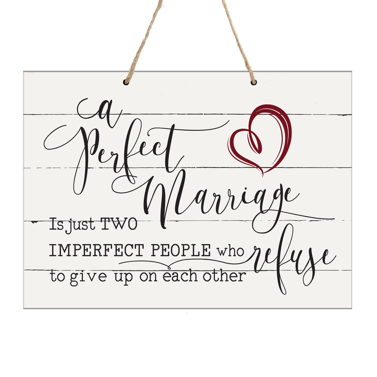 Inspirational White Shiplap Decorative Wedding Wall Sign 12&quot; x 15&quot; with Rope - LifeSong Milestones