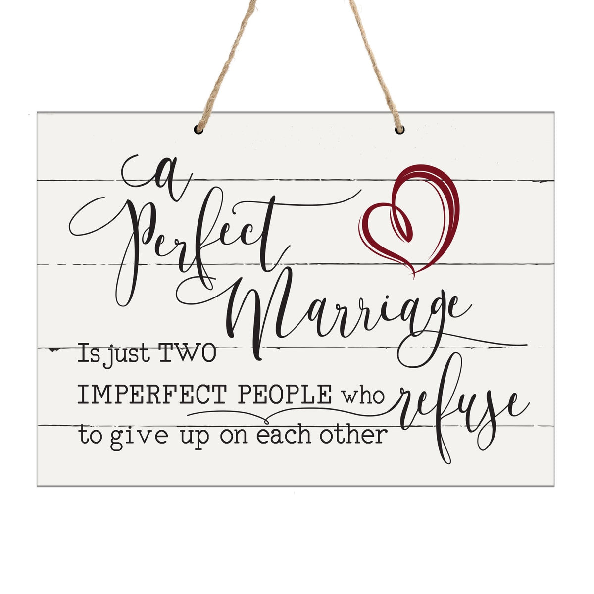 Inspirational White Shiplap Decorative Wedding Wall Sign 12" x 15" with Rope - LifeSong Milestones
